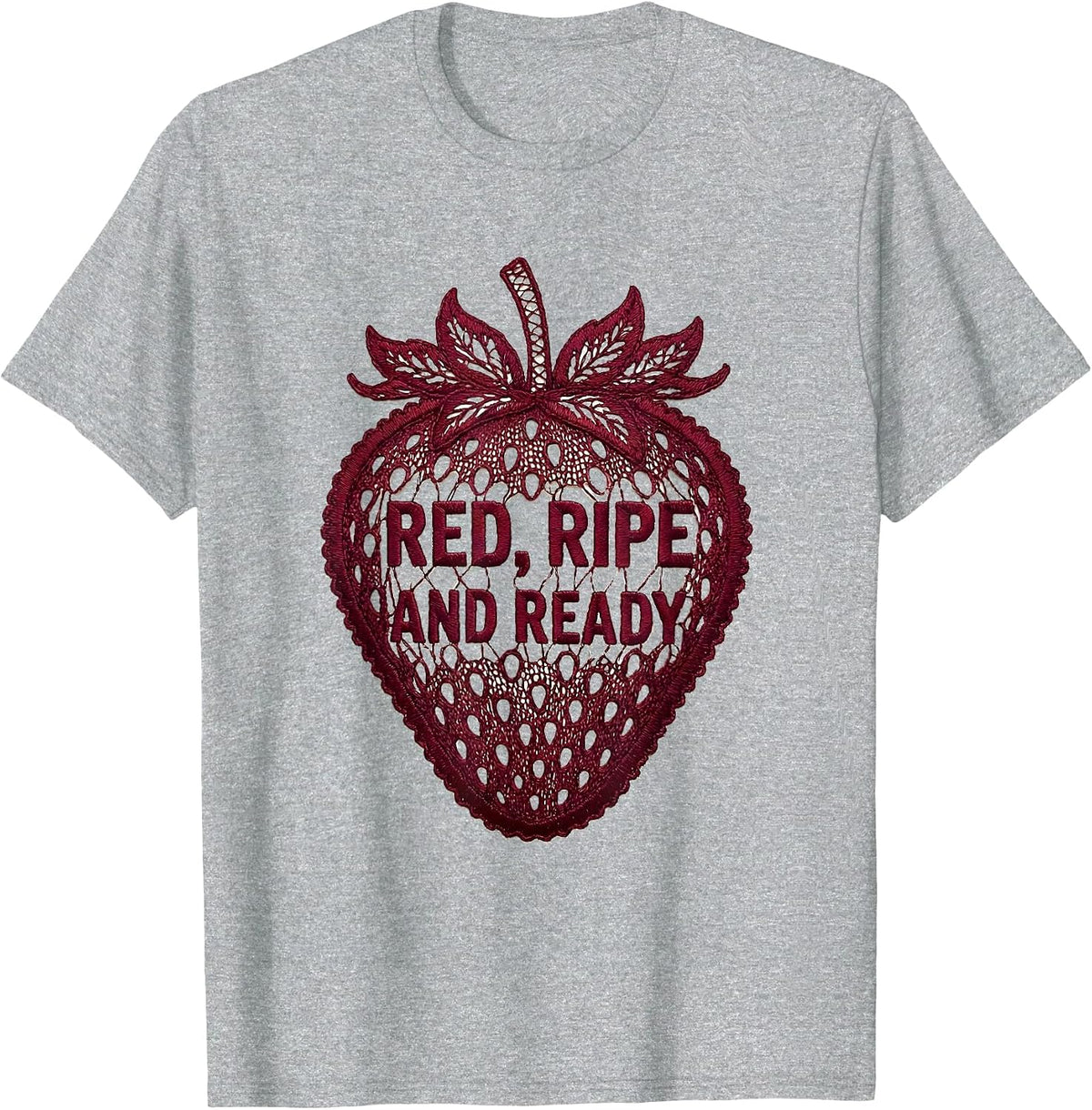 Men's Red Ripe and Ready Strawberry Graphic Design T-Shirt - Heather Grey