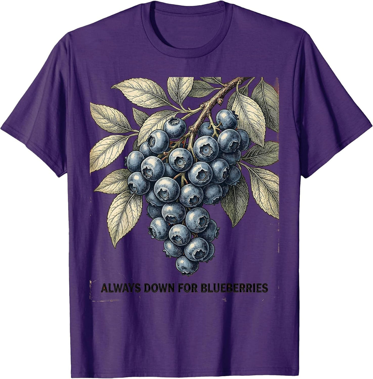 Always Down for Blueberries Red White and Blue Design T-Shirt - Purple