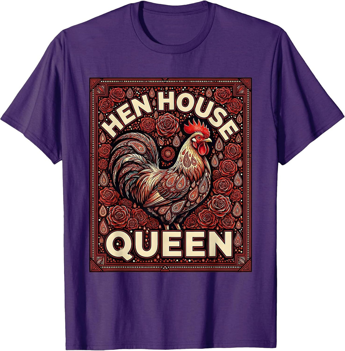 Men's Hen House Queen Chicken Lover Design T-Shirt - Purple