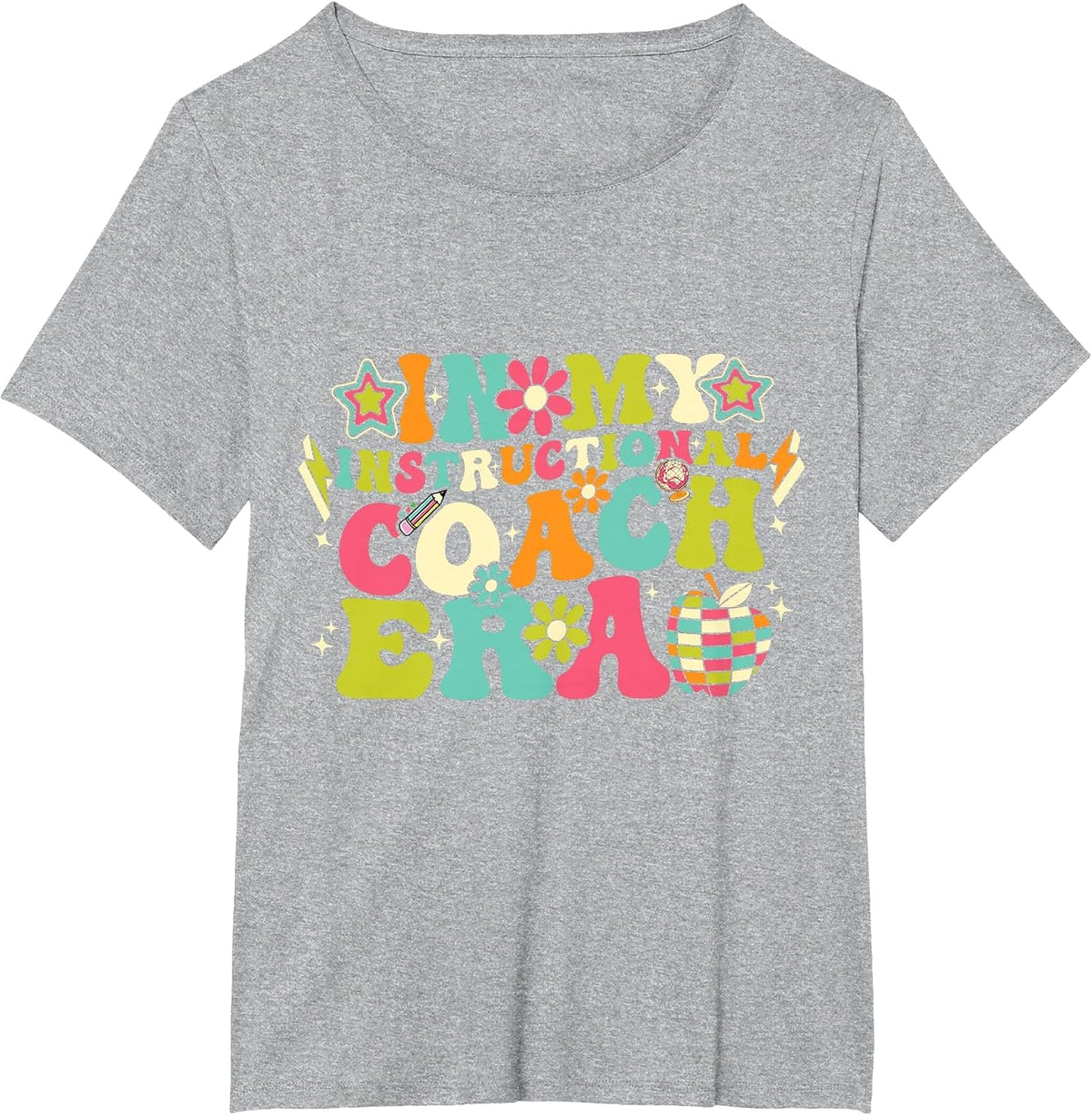in My Instructional Coach Era Groovy Back to School T-Shirt - Heather Grey