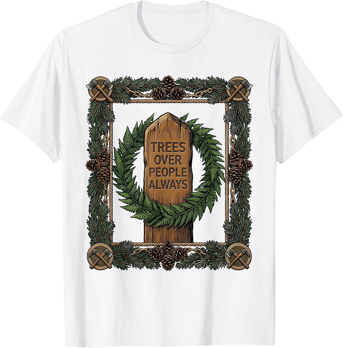 Men's Trees Over People Always Camping Nature Design T-Shirt - White