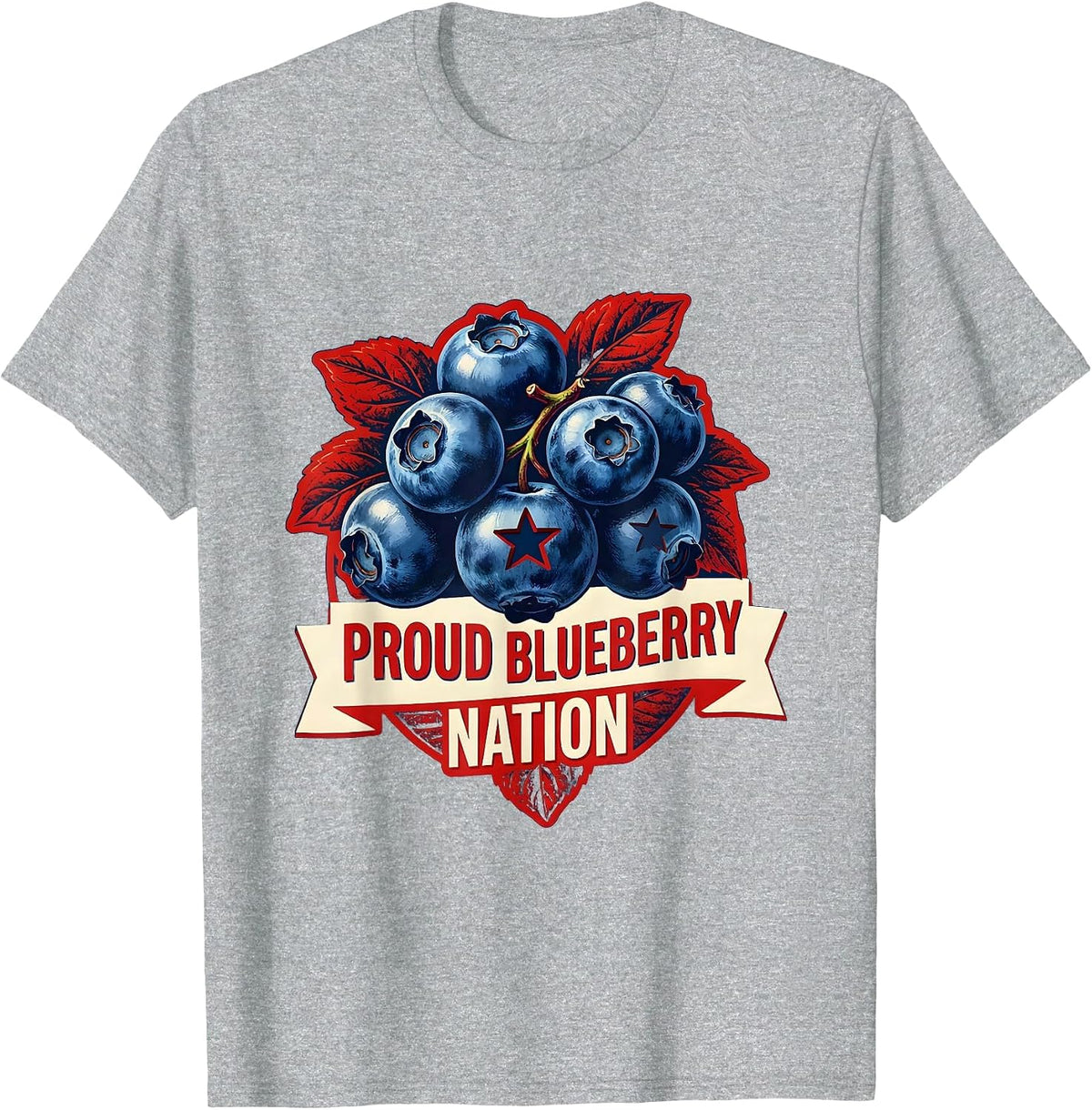 Men's Proud Blueberry Nation Red White and Blueberries T-Shirt - Heather Grey