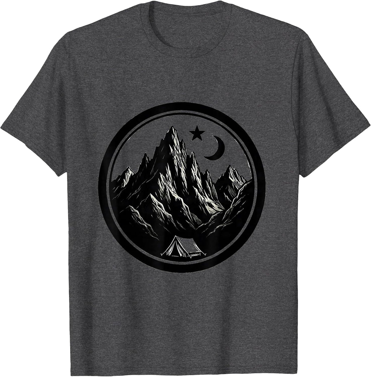 Freedom Camp Lone Tent Rocky Mountain Graphic T-Shirt - Dark Heather Grey