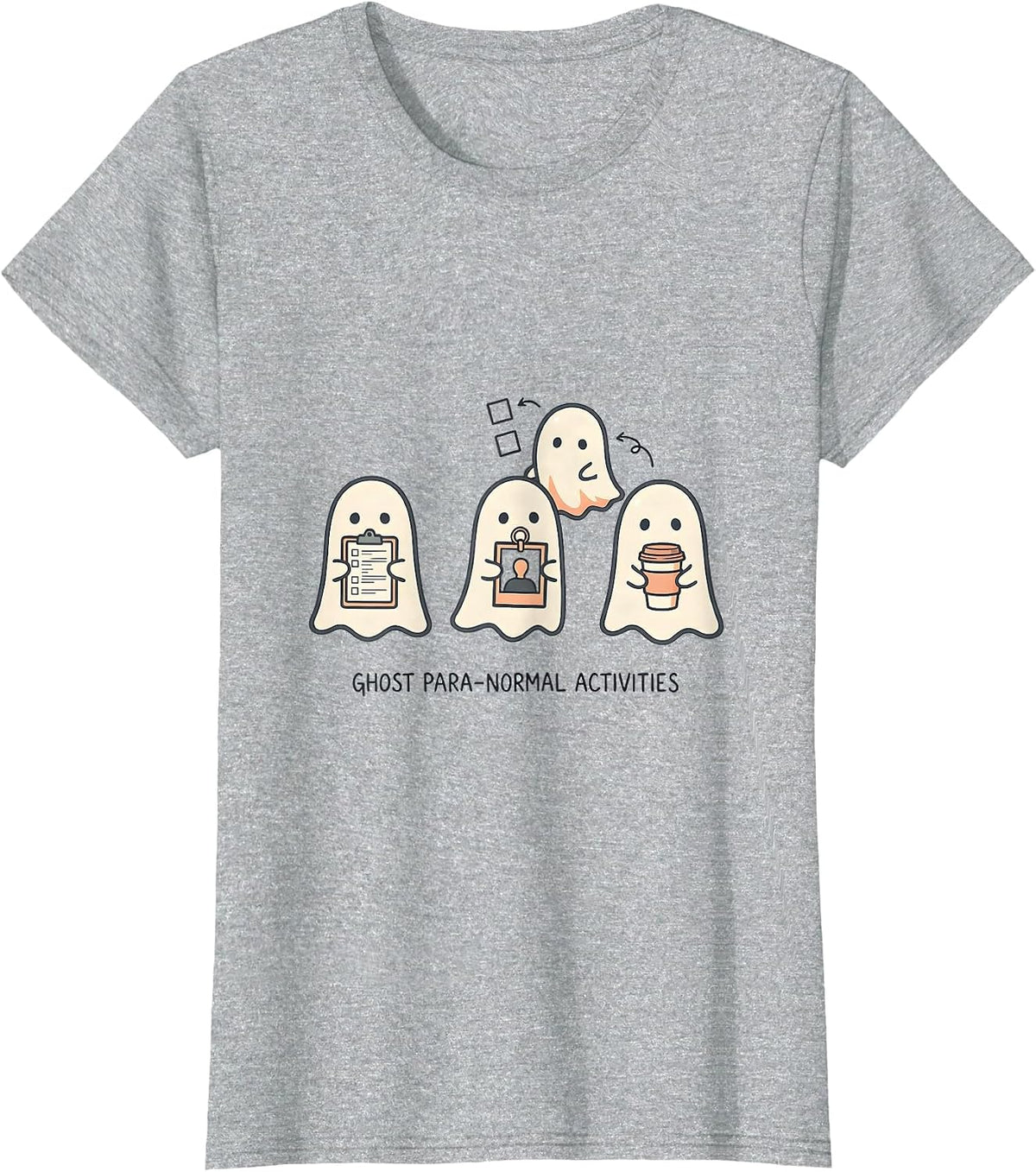 Women's Ghost Para-Normal Activities Kawaii SPED Teacher Halloween T-Shirt - Heather Grey
