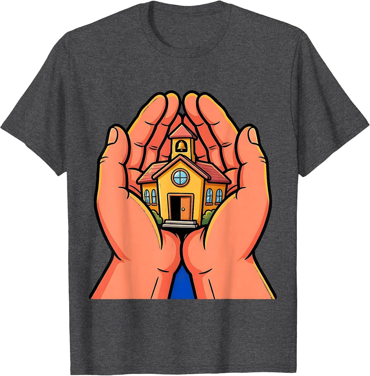 Special Education Teacher Helping Hands School T-Shirt - Dark Heather Grey