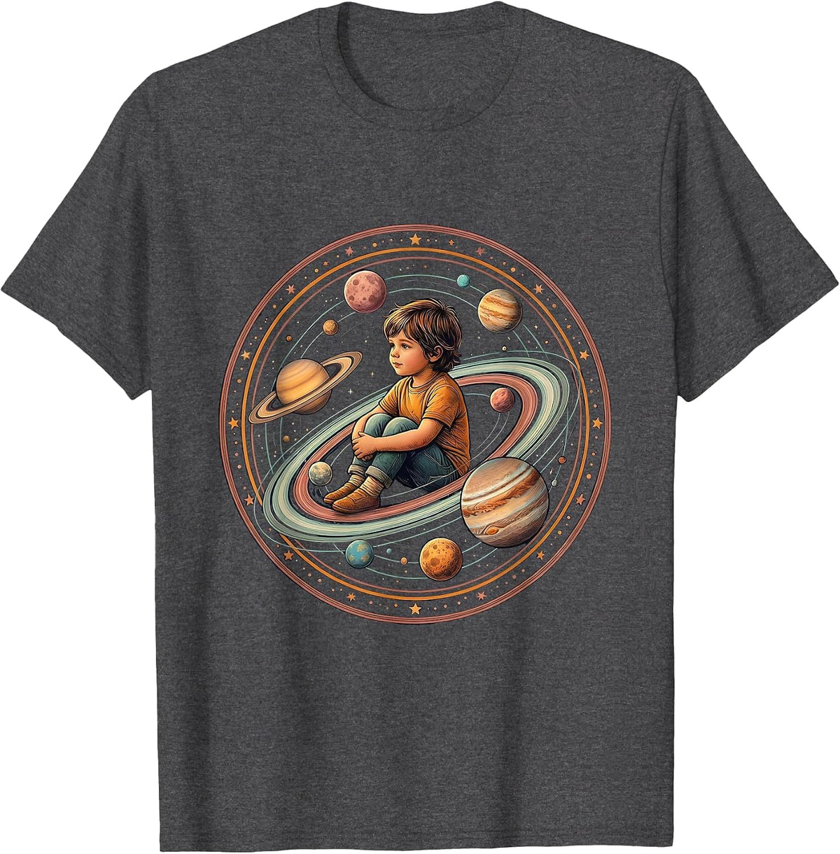 Autism Awareness Child Among the Planets T-Shirt - Dark Heather Grey