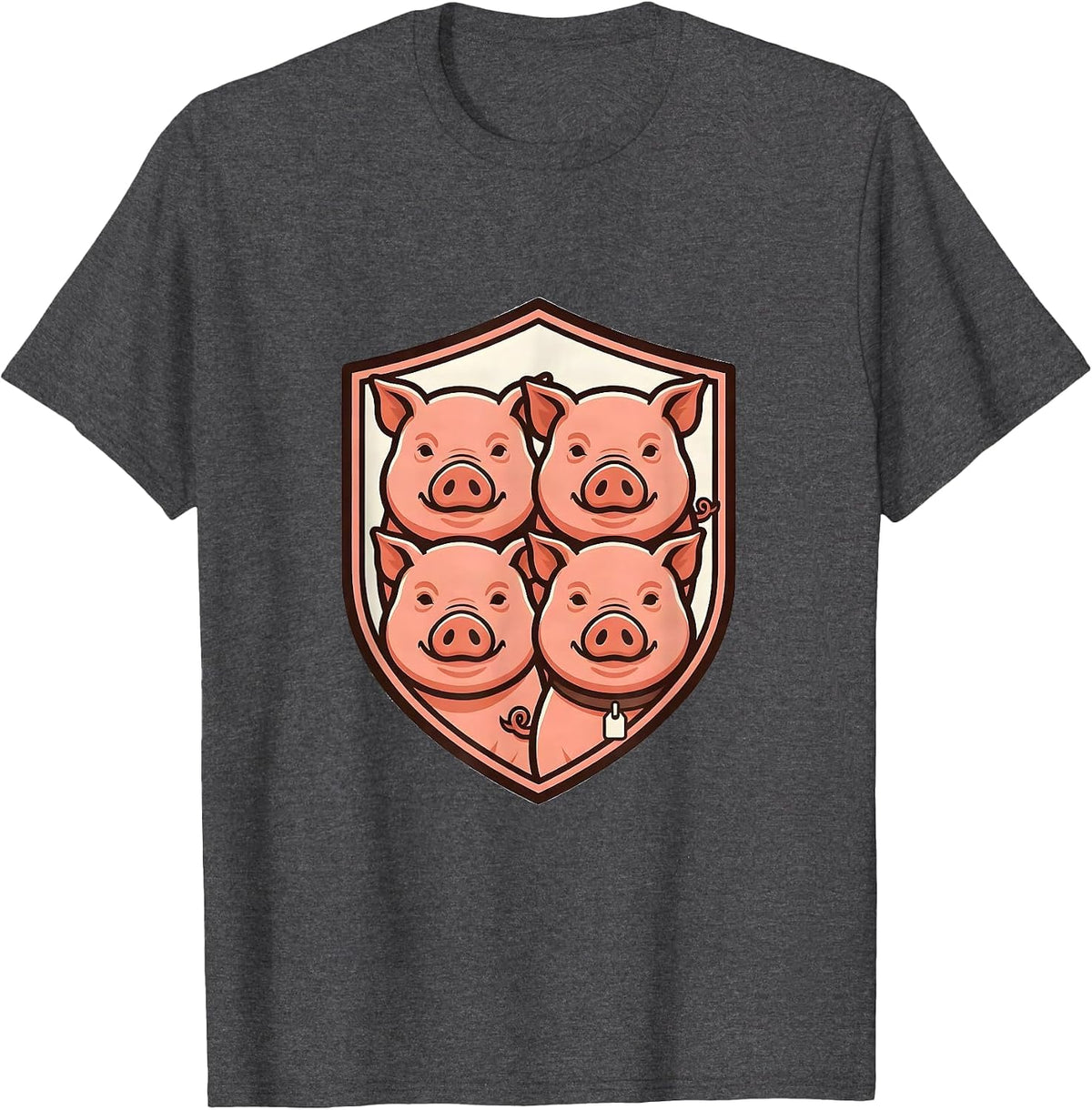 Shield Pig Squad Cute Farm Animal Lover Humor T-Shirt - Dark Heather Grey