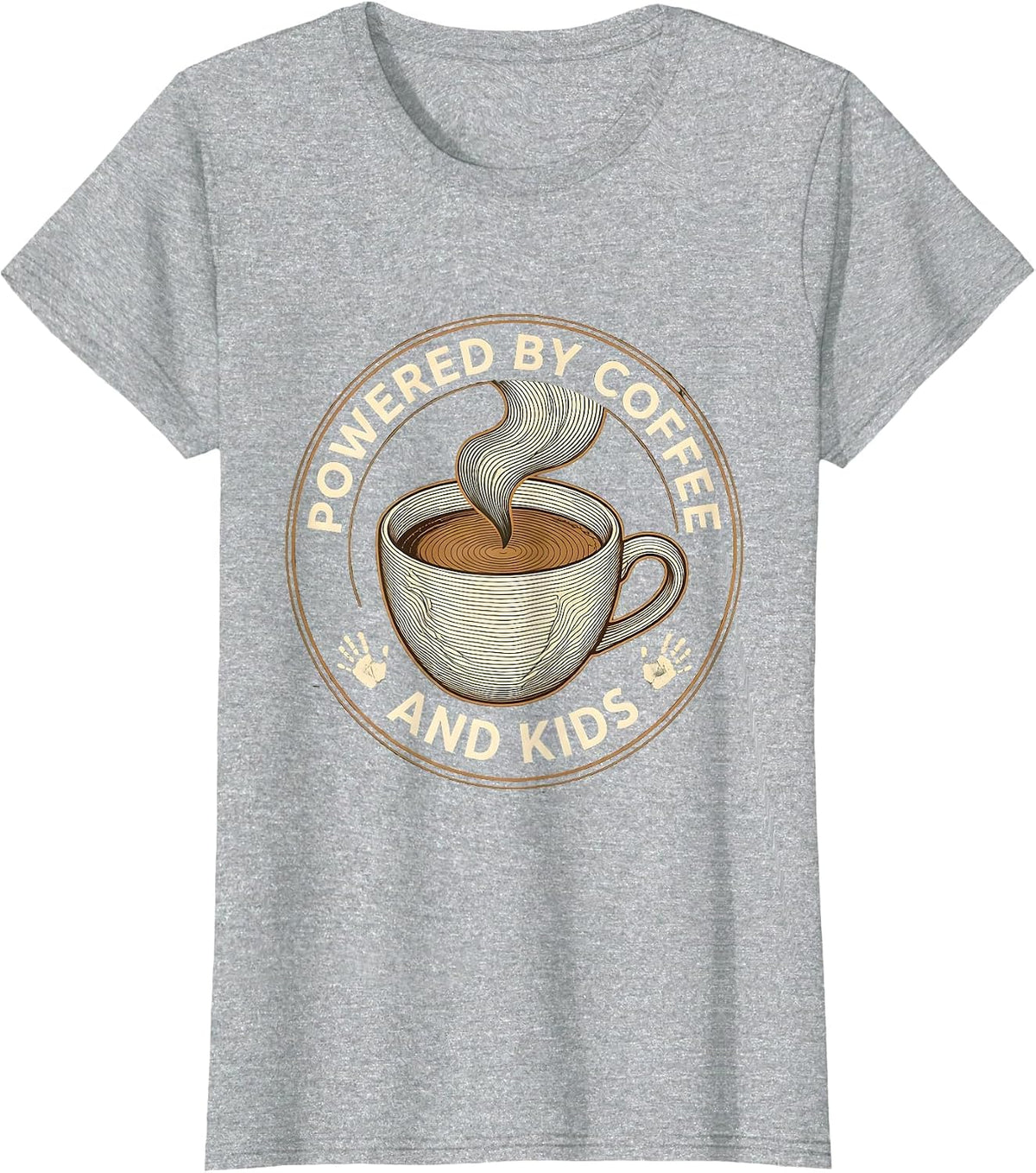 Women's Powered by Coffee and Kids Dad Life Design T-Shirt - Heather Grey