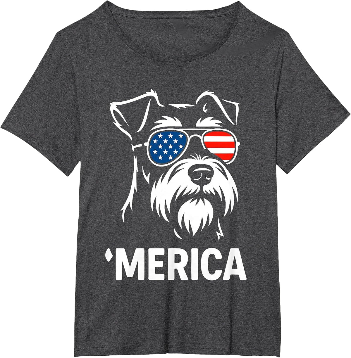 Miniature Schnauzer Merica 4th of July T-Shirt - Dark Heather Grey