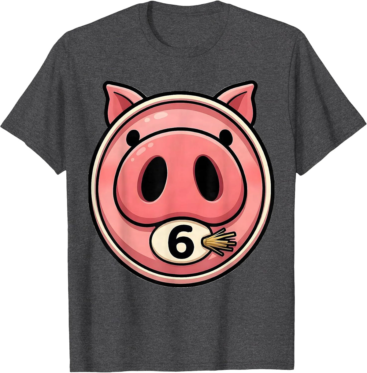 6 Funny Pig Lover Halloween Costume Humor Novelty T-Shirt - Dark Heather Grey