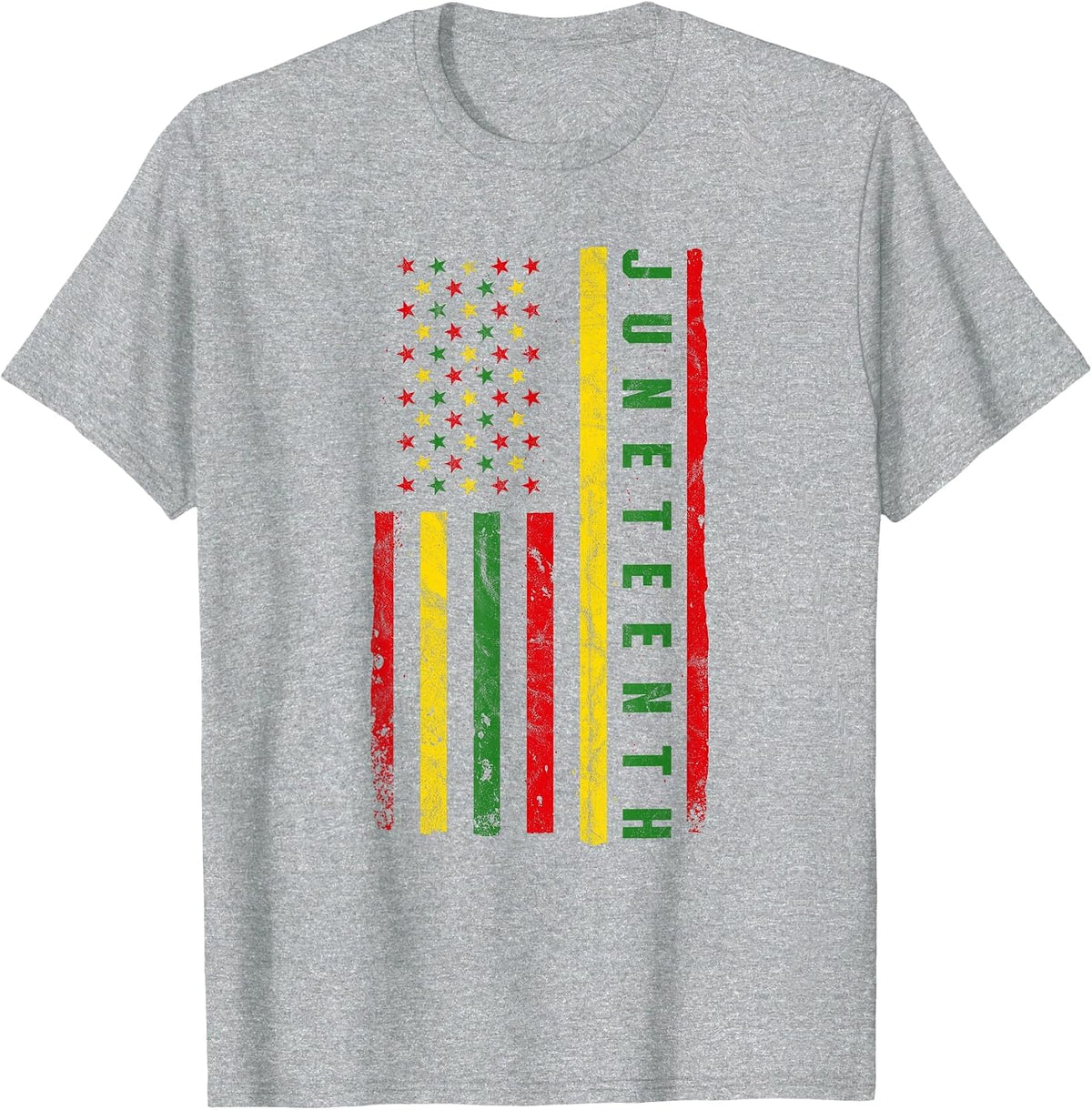 Juneteenth American Flag Emancipation Melanin Black T-Shirt - Heather Grey