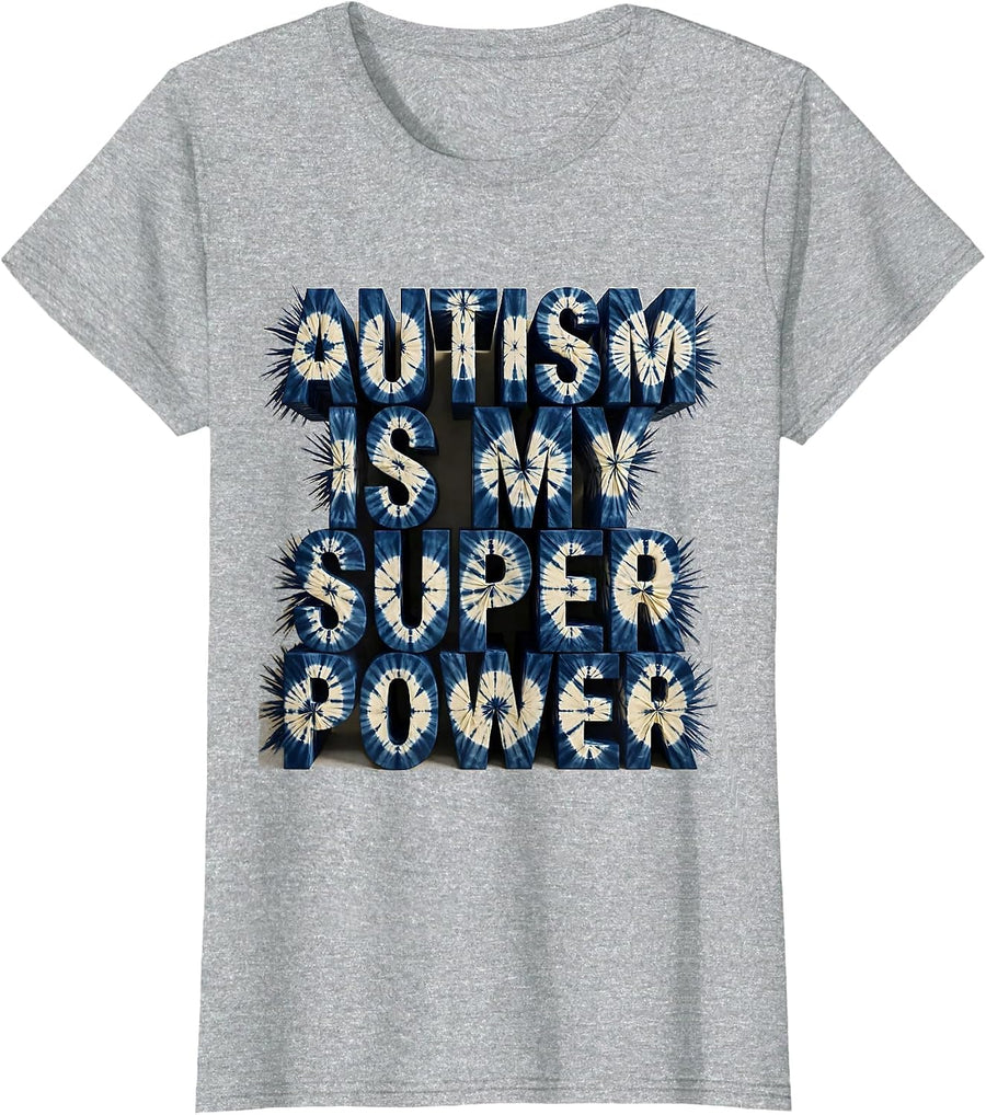 Autism Is My Superpower Awareness Design T-Shirt - Heather Grey
