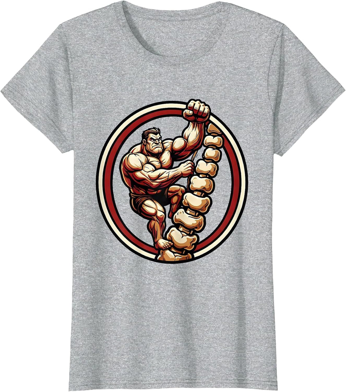 Women's Physical Therapy Vertebrae Ladder Climber Design T-Shirt - Heather Grey