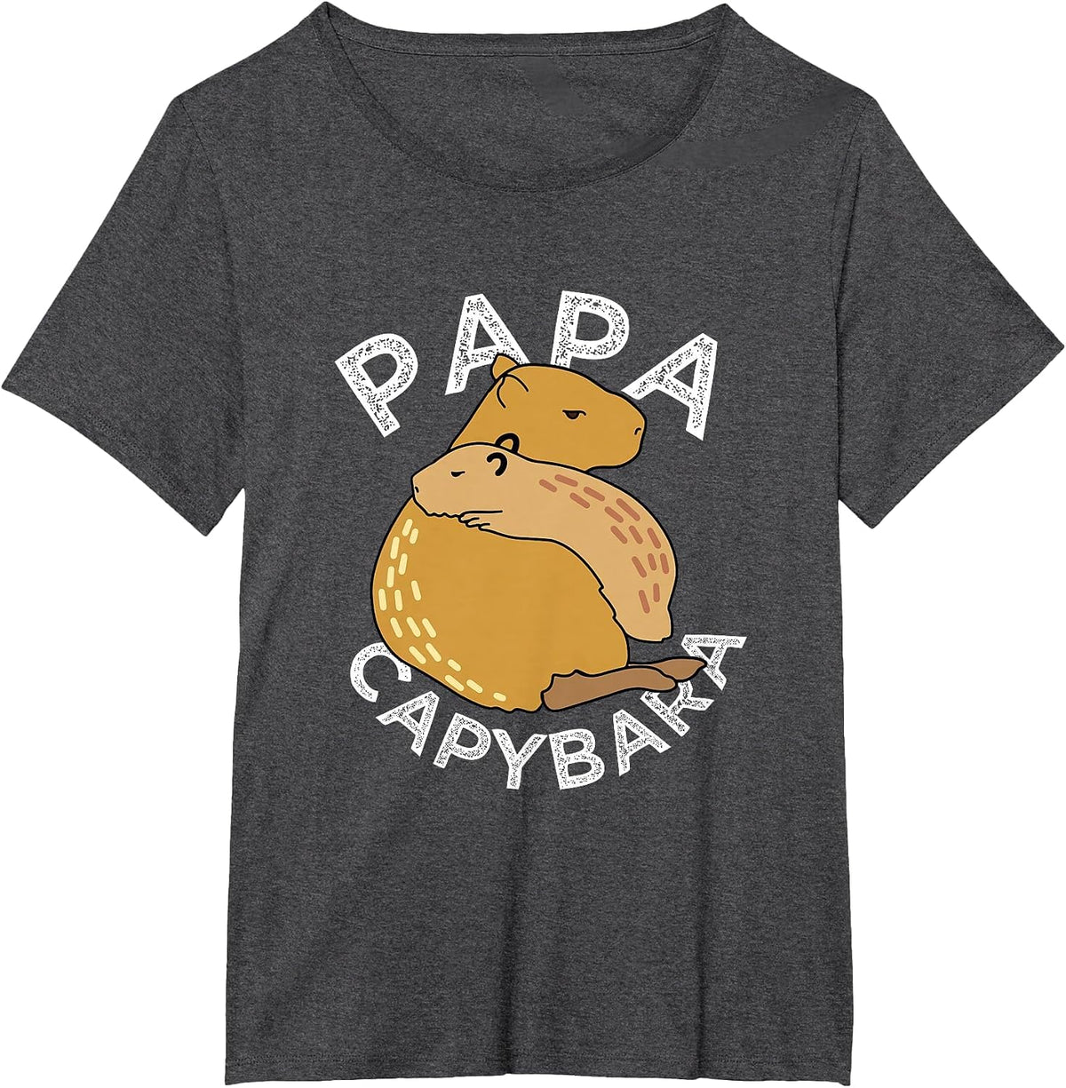 Capybara Animals Pet - Papa Capybara T-Shirt - Dark Heather Grey