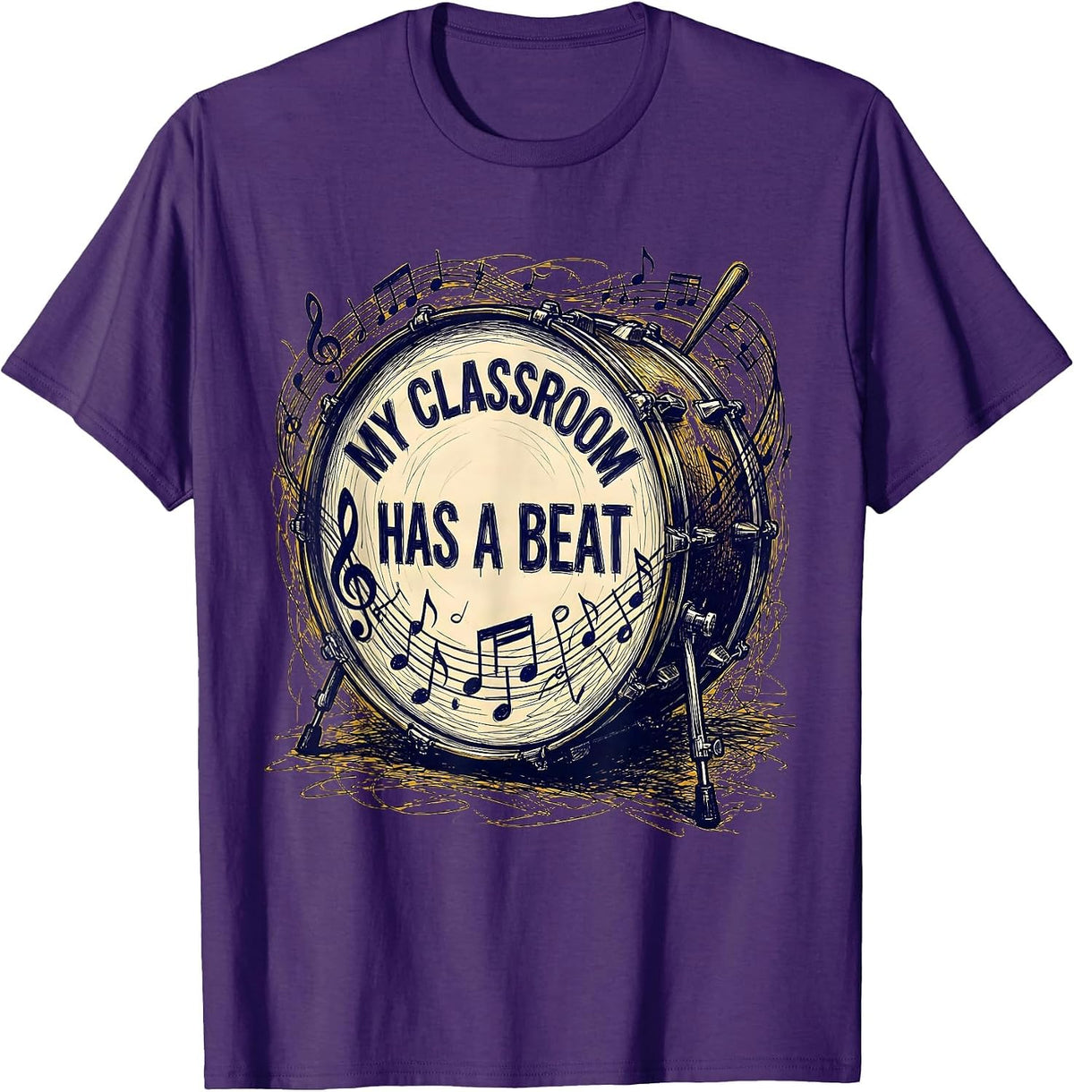 Men's My Classroom Has a Beat Music Teacher Design T-Shirt - Purple