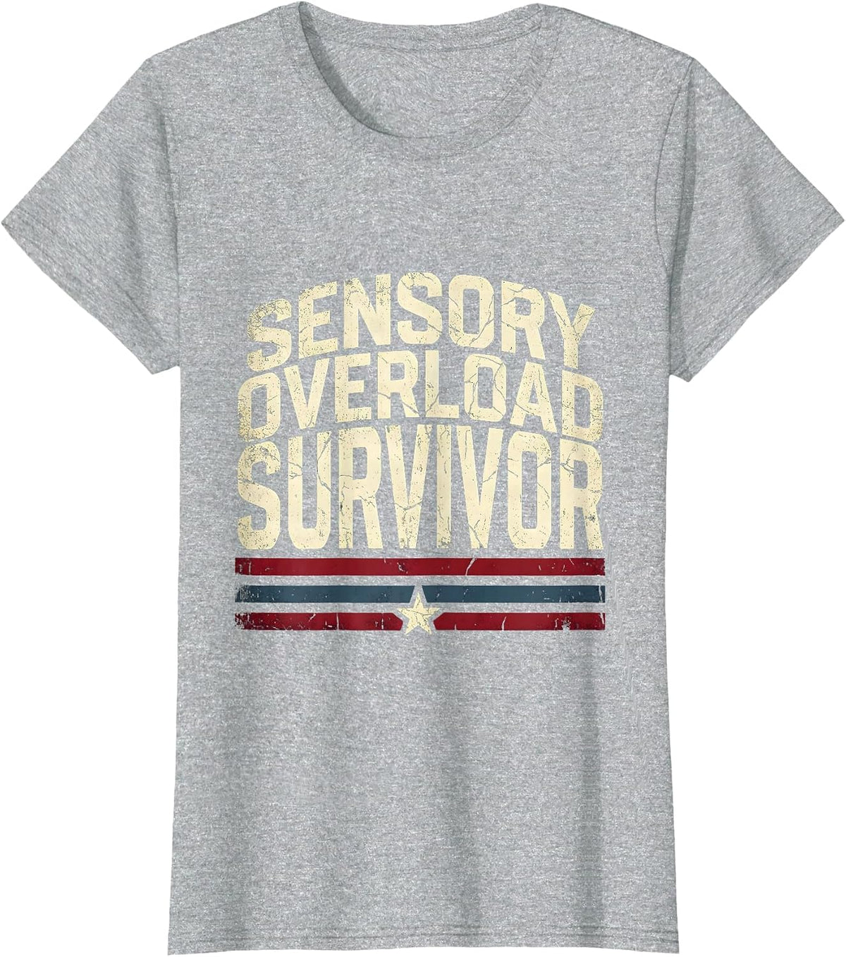 Sensory Overload Survivor Autism Awareness Design T-Shirt - Heather Grey