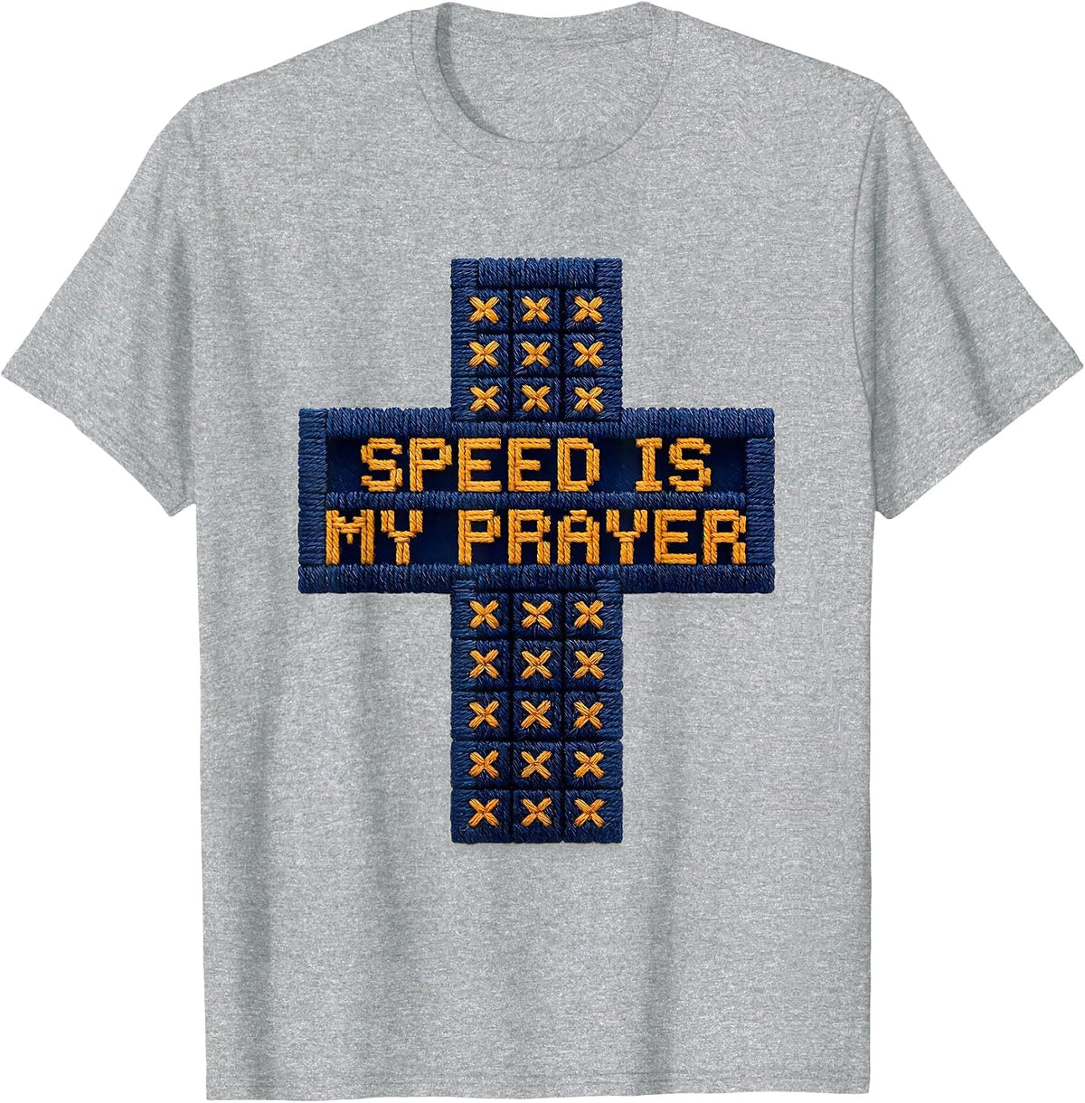 Men's Godspeed Speed Is My Prayer Graphic Design T-Shirt - Heather Grey