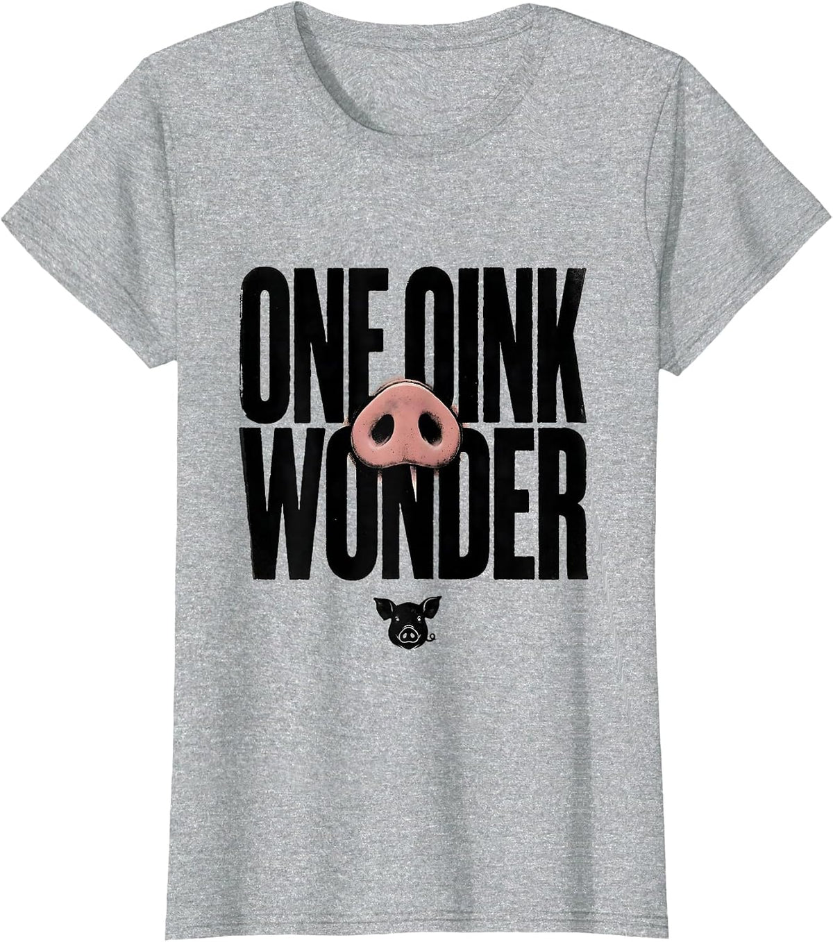 One Oink Wonder Funny Pig Farm Animal Lover Humor Novelty T-Shirt - Heather Grey
