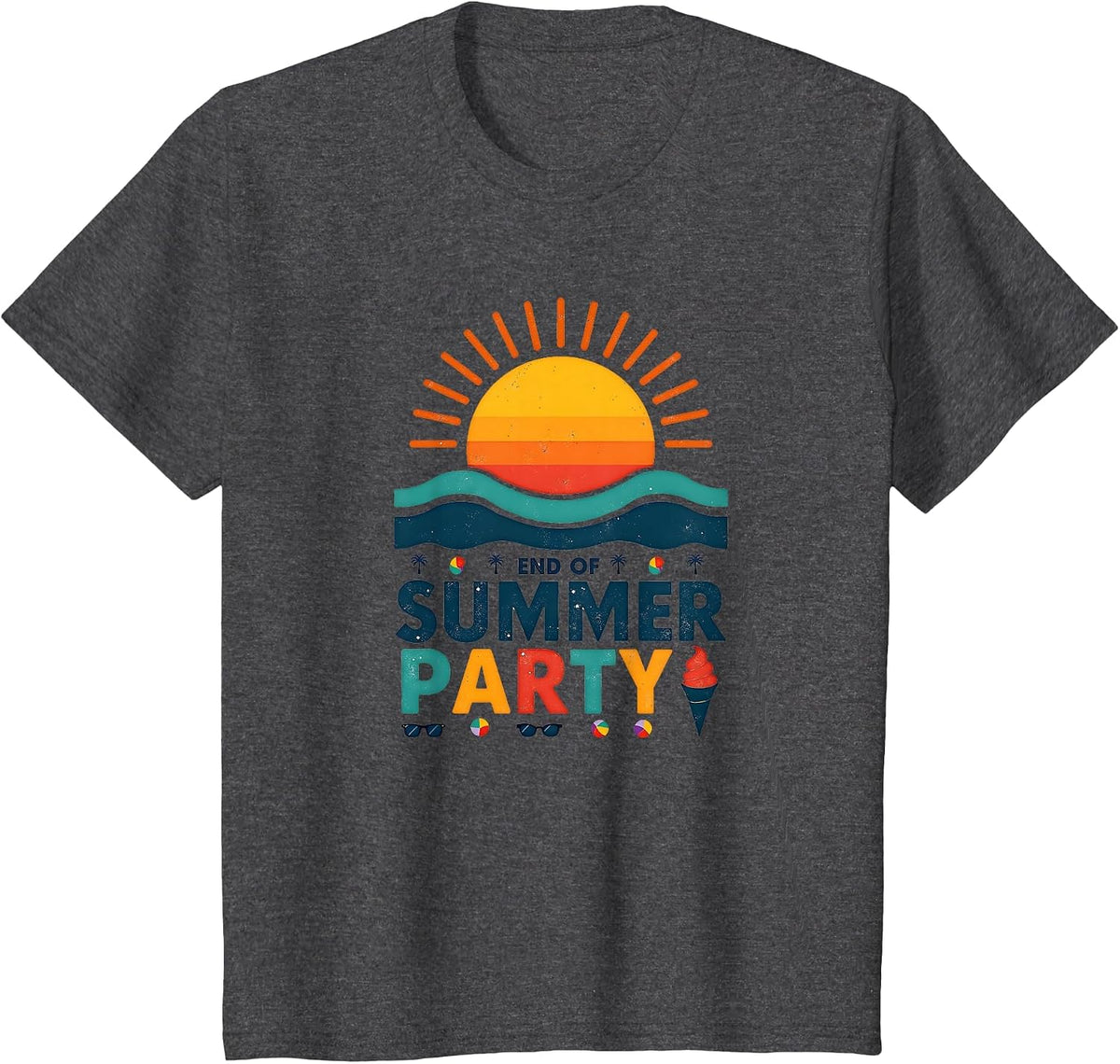 Labor Day End Of Summer Party Sunset Beach Celebration T-Shirt - Dark Heather Grey