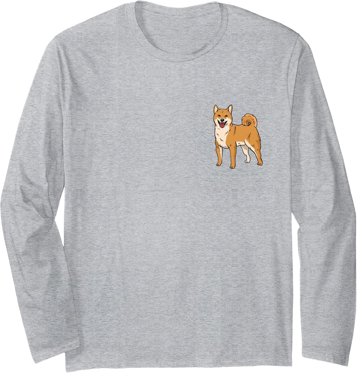 Shiba Inu Long Sleeve T-Shirt - Adult Unisex Heather Grey