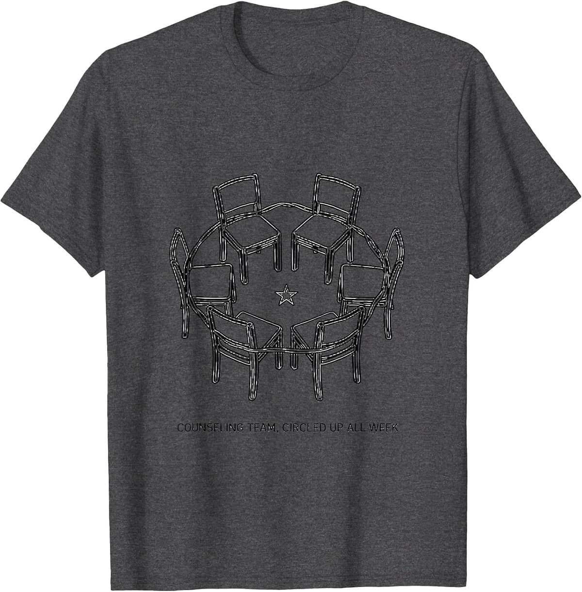Counseling Team Circled Up All Week School Counselor T-Shirt - Dark Heather Grey