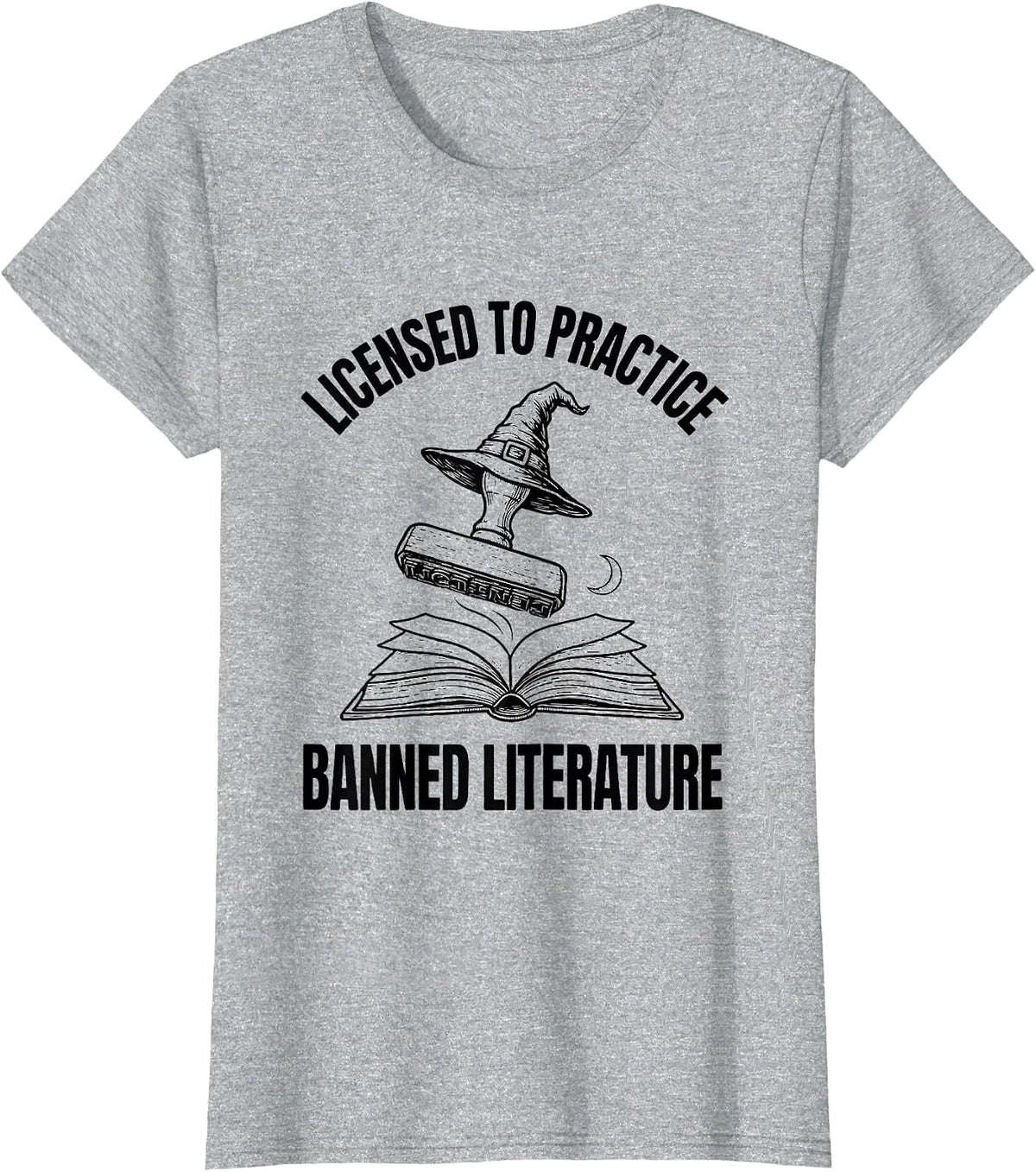 Women's Licensed To Practice Banned Literature Witchy Bookish T-Shirt - Heather Grey