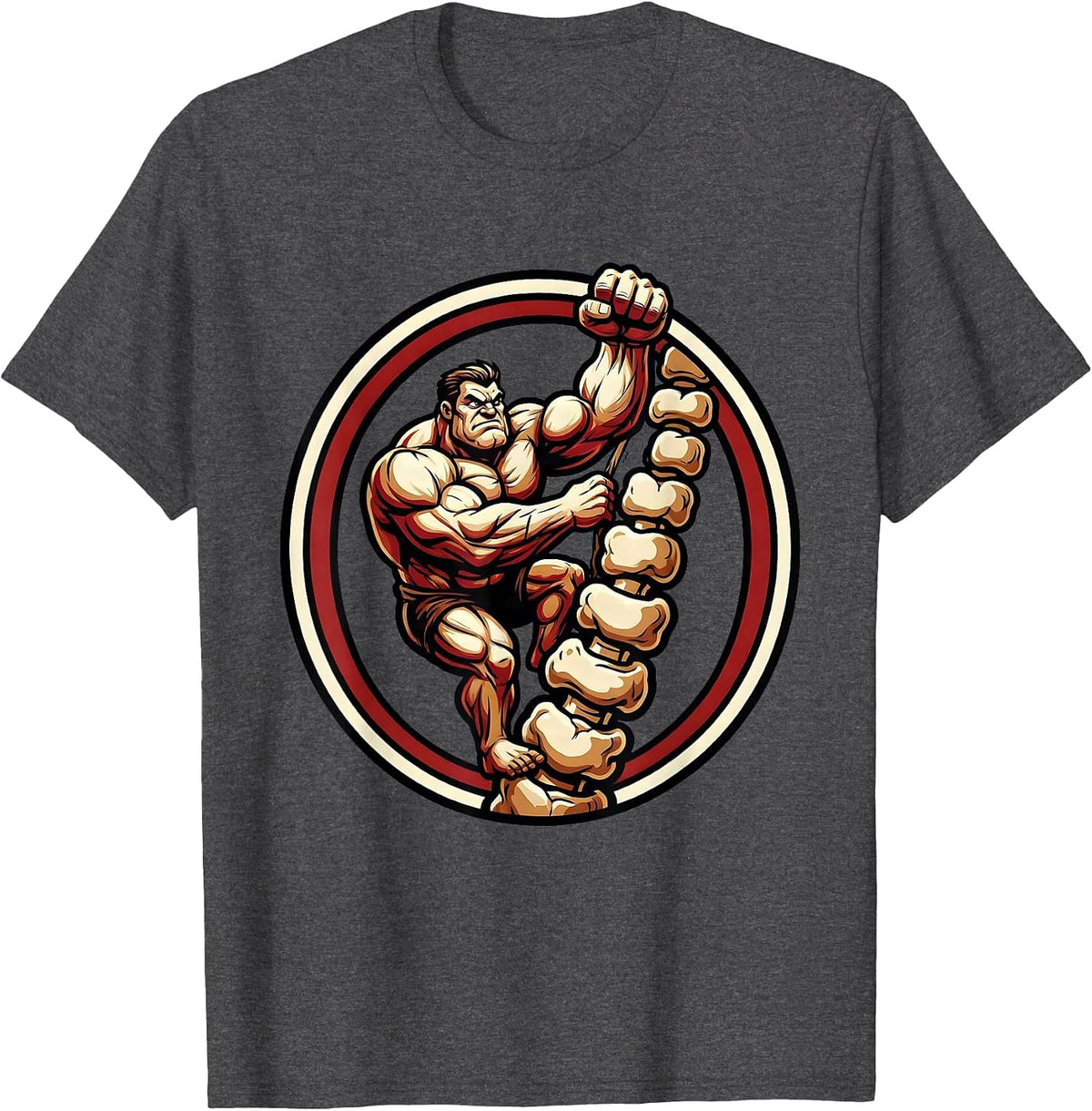 Men's Physical Therapy Vertebrae Ladder Climber Design T-Shirt - Dark Heather Grey
