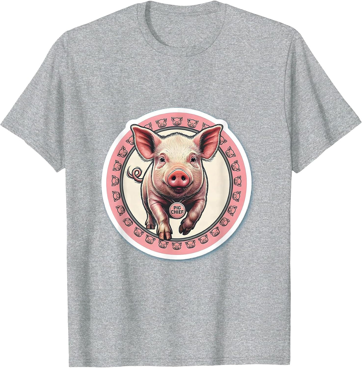 Men's Pig Chief Funny Pig Lover Halloween Costume Humor T-Shirt - Heather Grey
