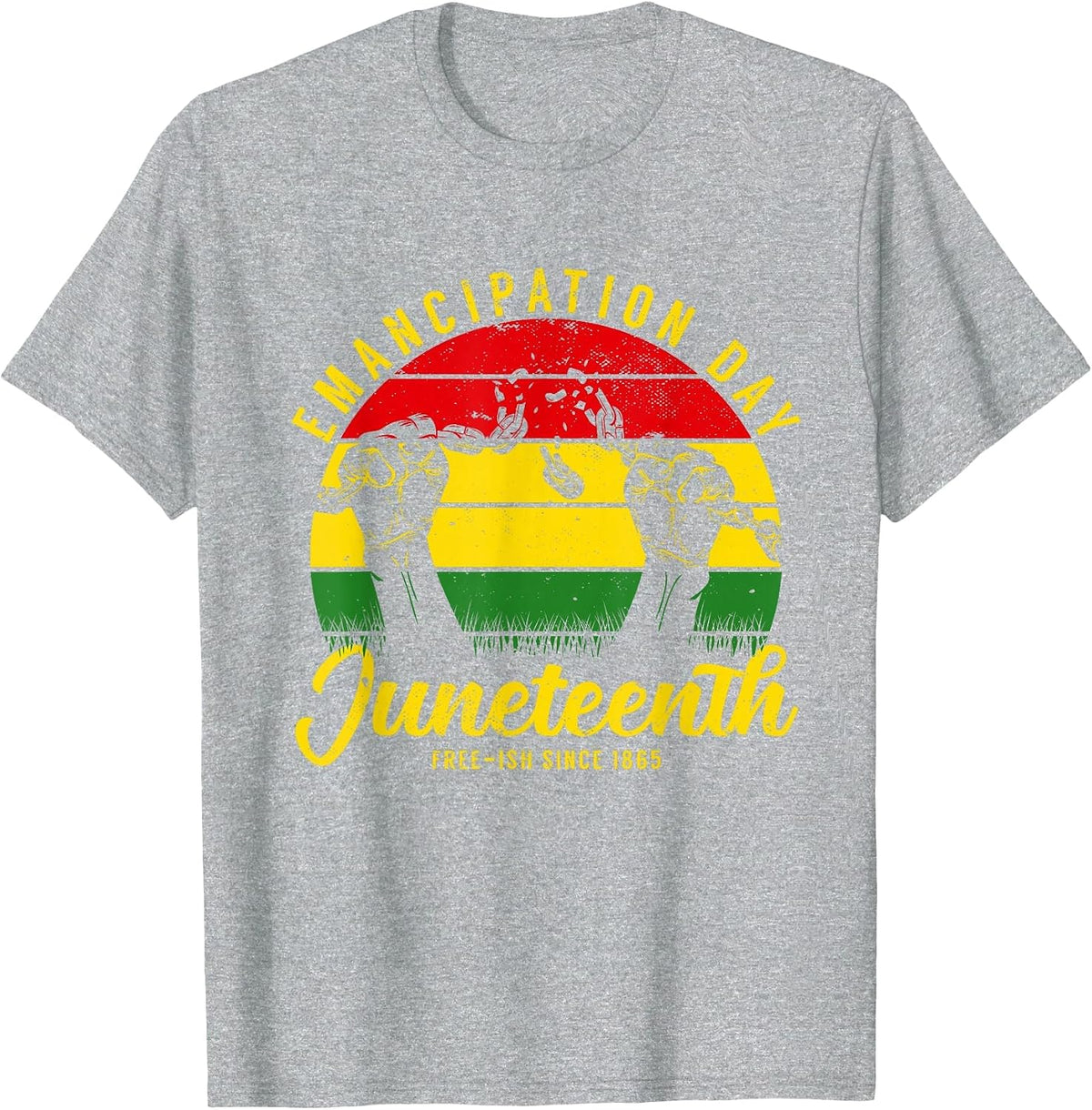 Juneteenth Emancipation Tag Vintage Cool Melanin Black S T-Shirt - Heather Grey