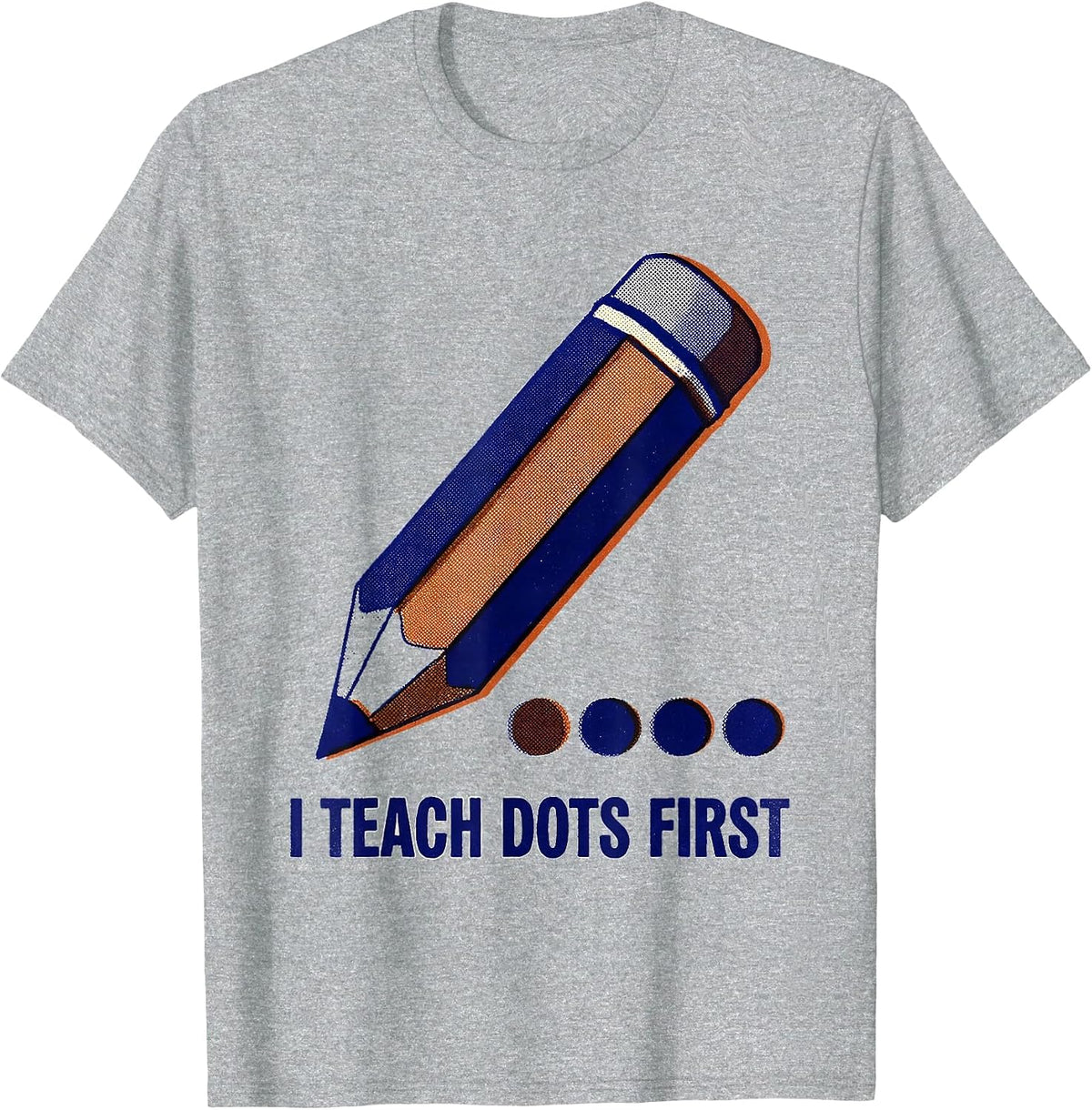Men's I Teach Dots First Risograph Pre-K Teacher Back To School T-Shirt - Heather Grey
