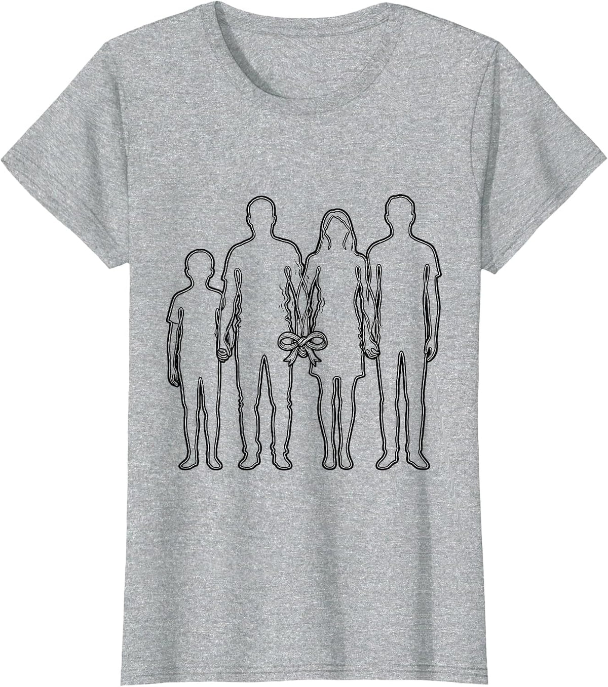 Linked Family Silhouettes Parkinson's Awareness Support T-Shirt - Heather Grey
