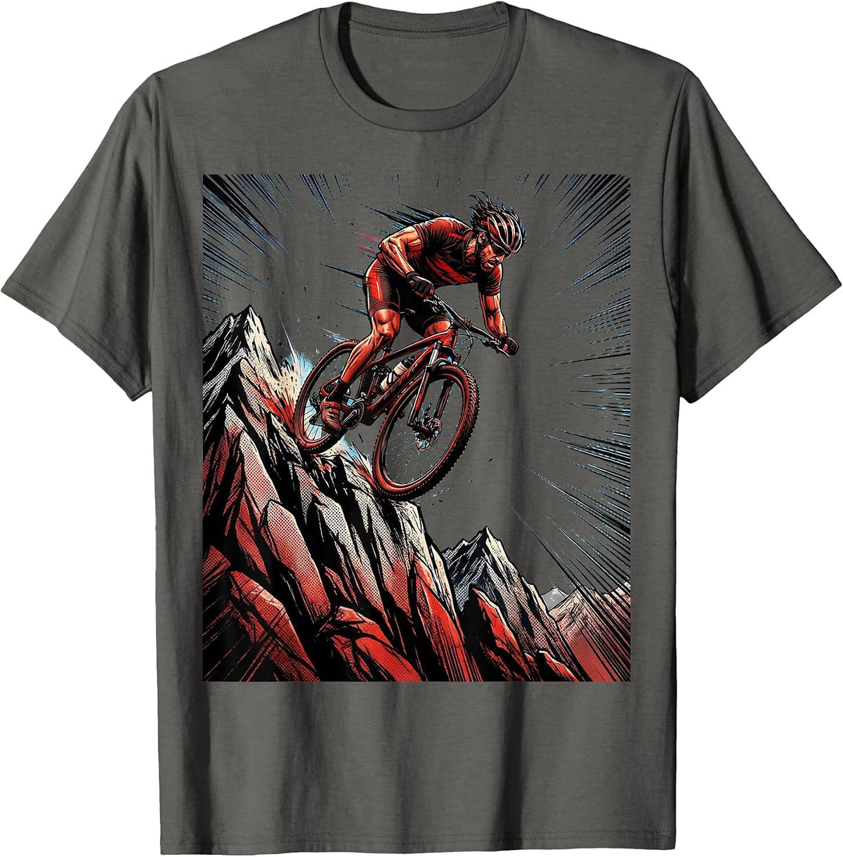Men's Cyclist Cresting Mountain Summit Graphic T-Shirt - Asphalt Grey