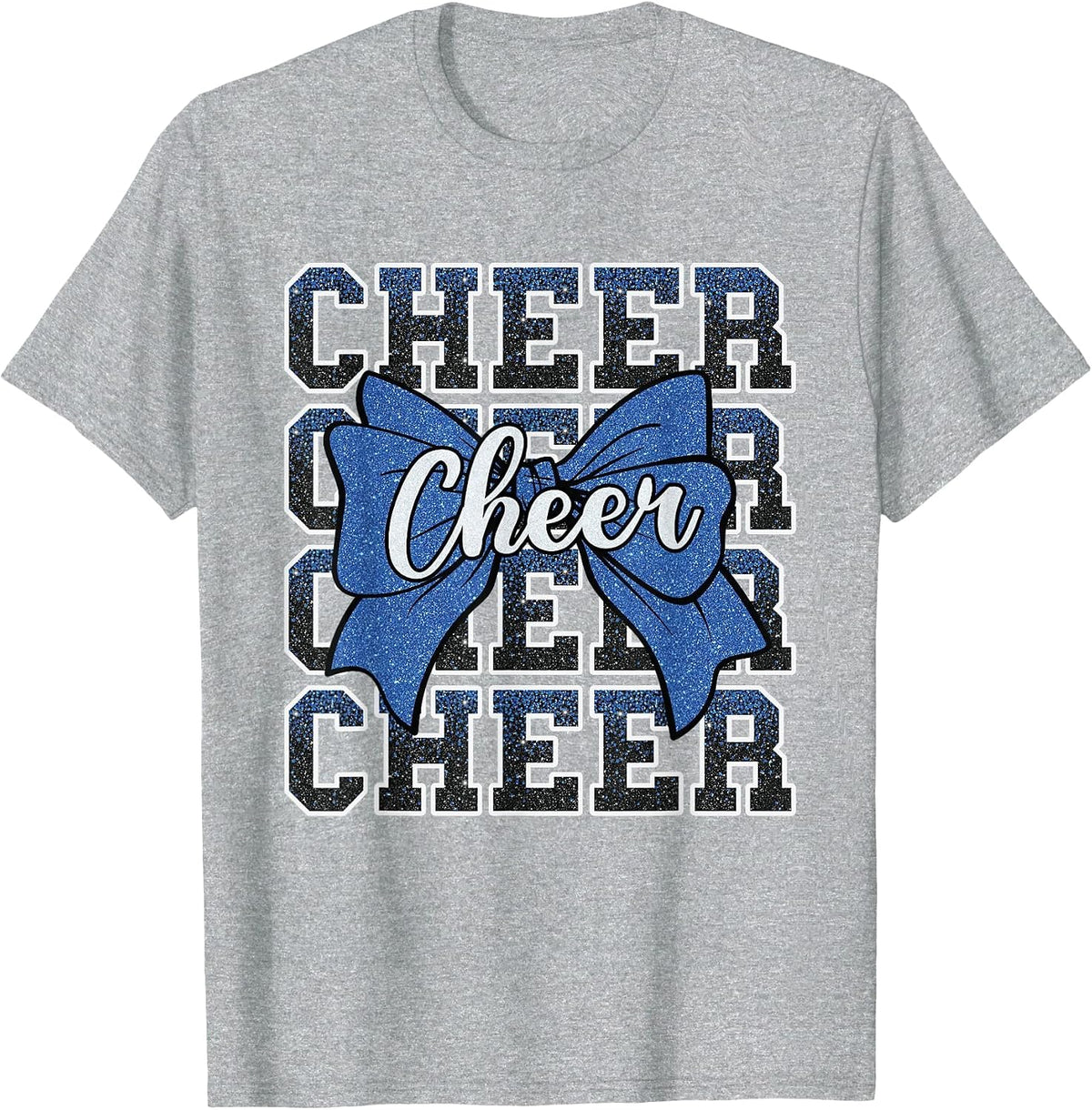 Coquette Cheer Bow Sport Cheerleader Cheerleading Blue T-Shirt - Heather Grey