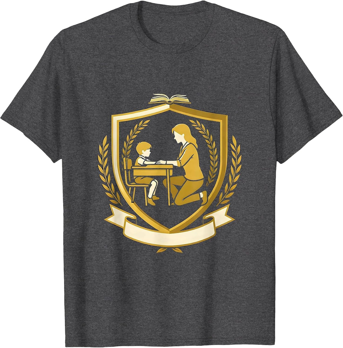 Men's SPED Teacher Kneeling With Student Graphic T-Shirt - Dark Heather Grey
