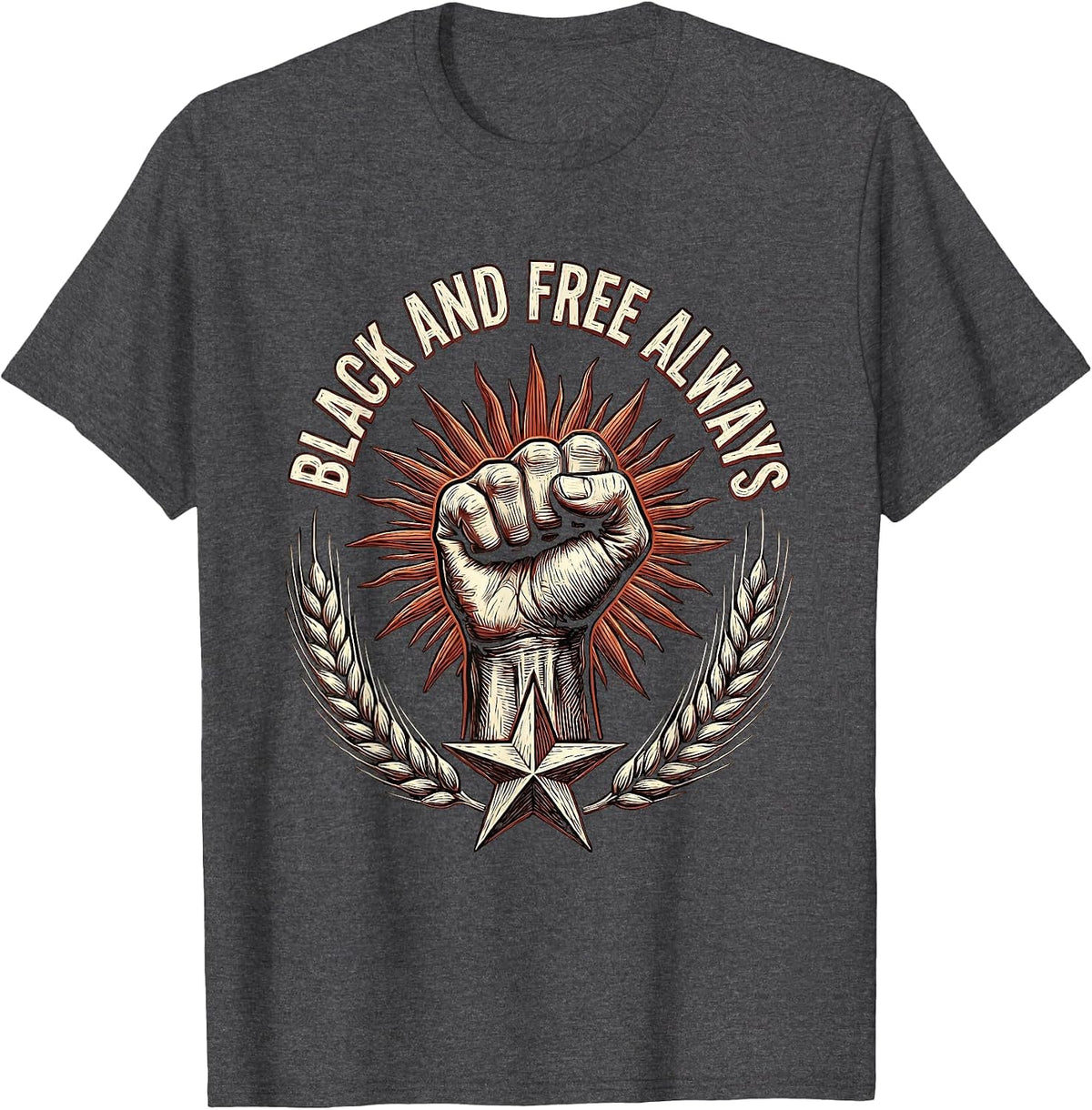 Black and Free Always Juneteenth Celebration Design T-Shirt - Dark Heather Grey