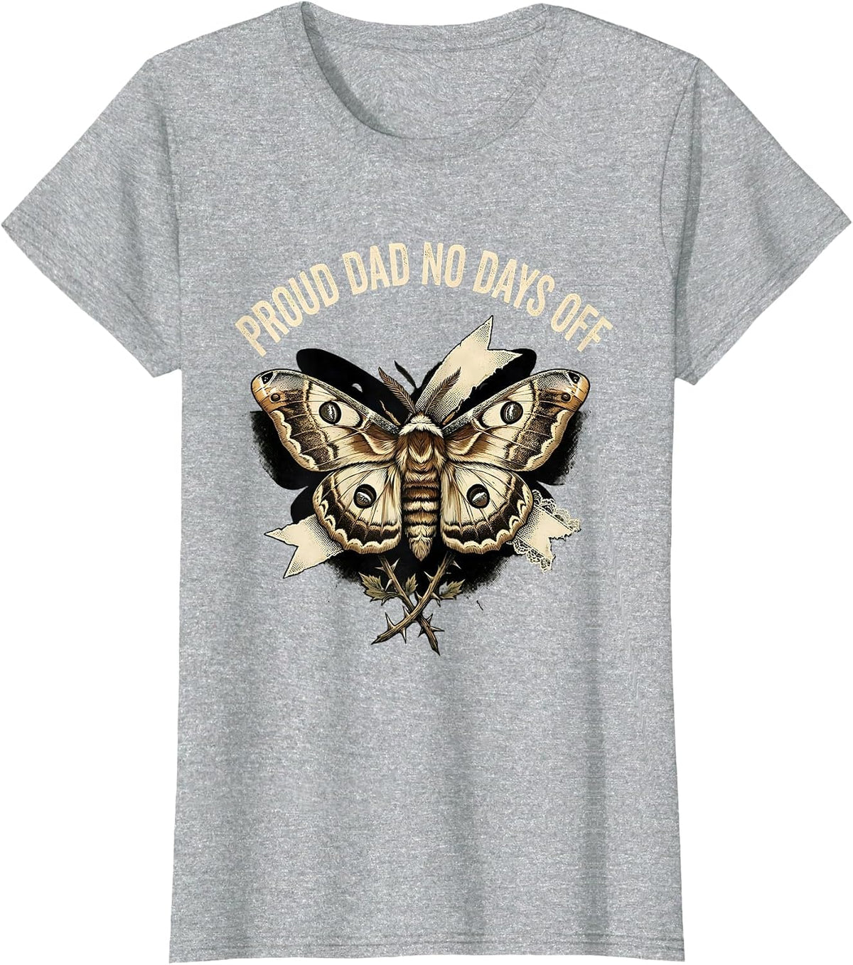 Women's Proud Dad No Days Off Fatherhood Design T-Shirt - Heather Grey