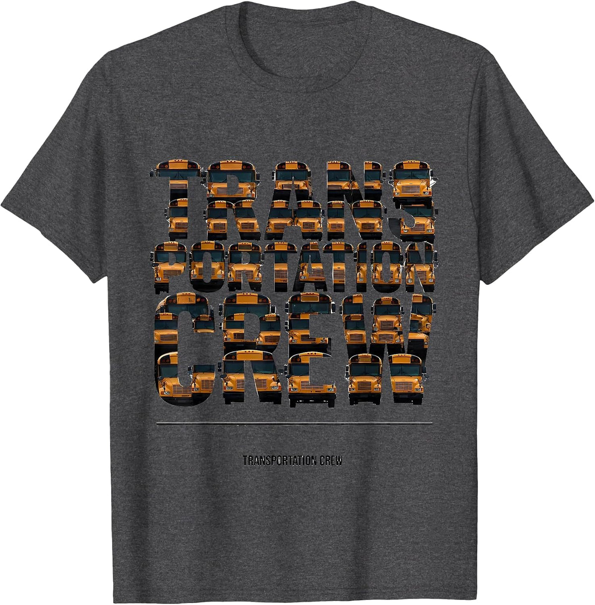 Transportation Crew Bold School Bus Driver Crew Member T-Shirt - Dark Heather Grey