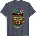 Bear Animal Lover Cute Mardi Gras Carnival Jester T-Shirt, Men, Heather Blue, Medium - As Pictured