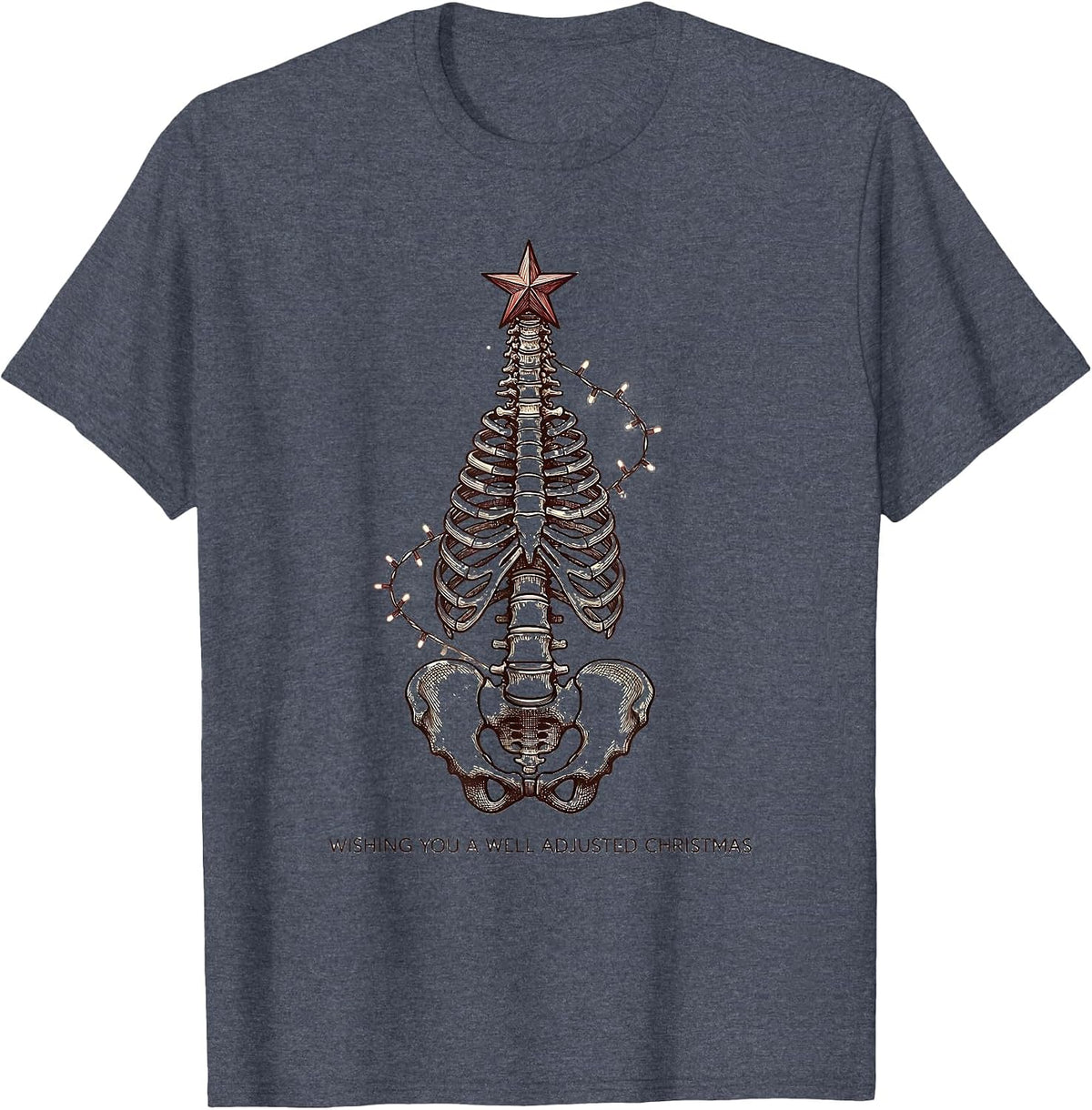 Wishing You A Well Adjusted Christmas Funny Chiropractor T-Shirt - Heather Blue
