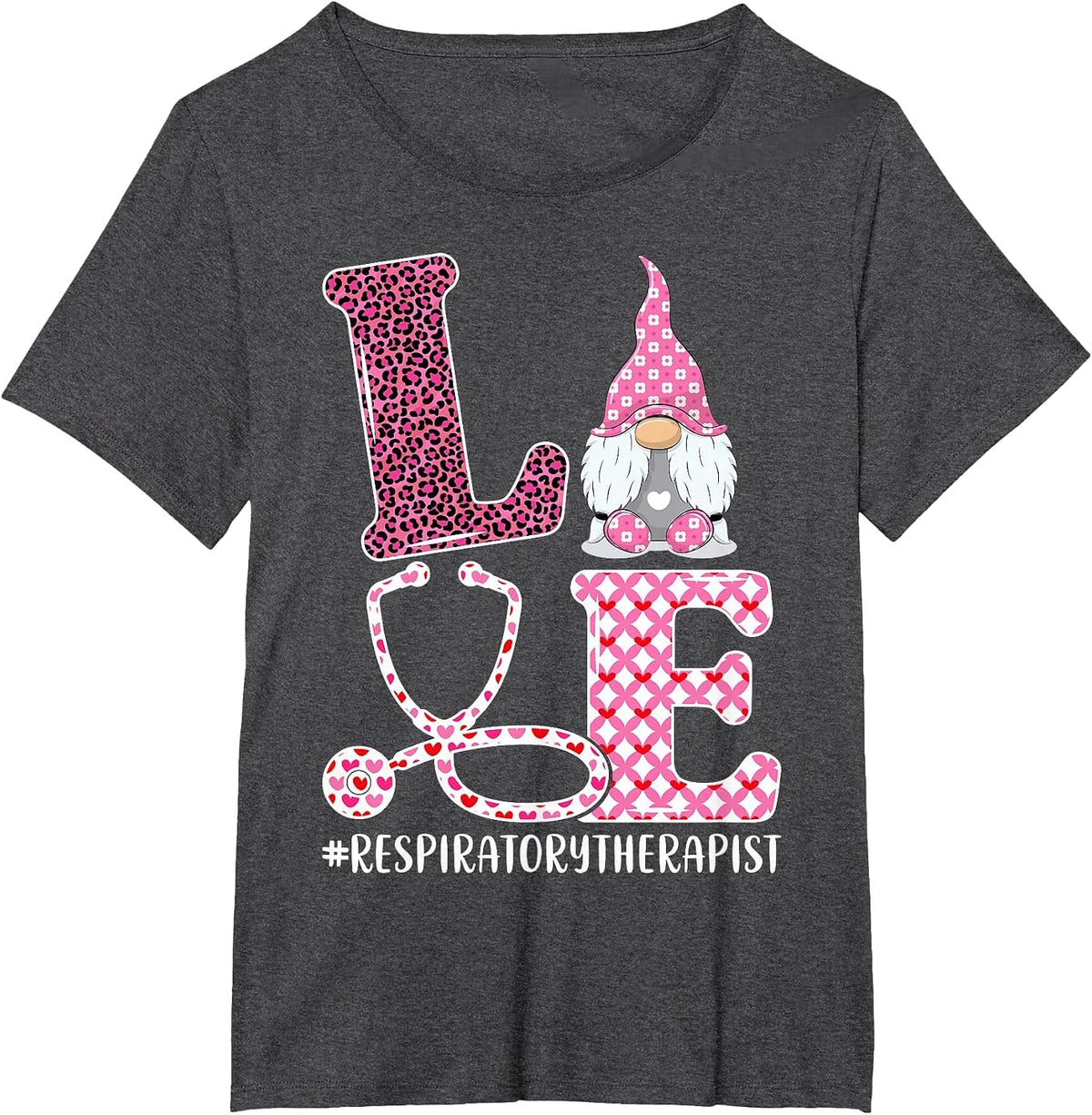 Love Respiratory Therapist - Gnome Respiratory Therapy RT T-Shirt - Dark Heather Grey