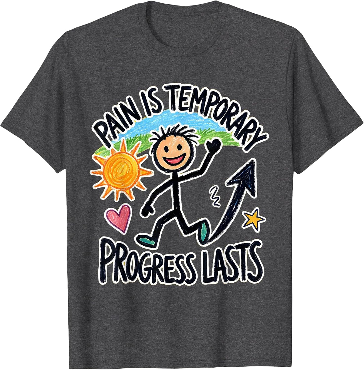 Men's Pain Is Temporary Progress Lasts Physical Therapy T-Shirt - Dark Heather Grey