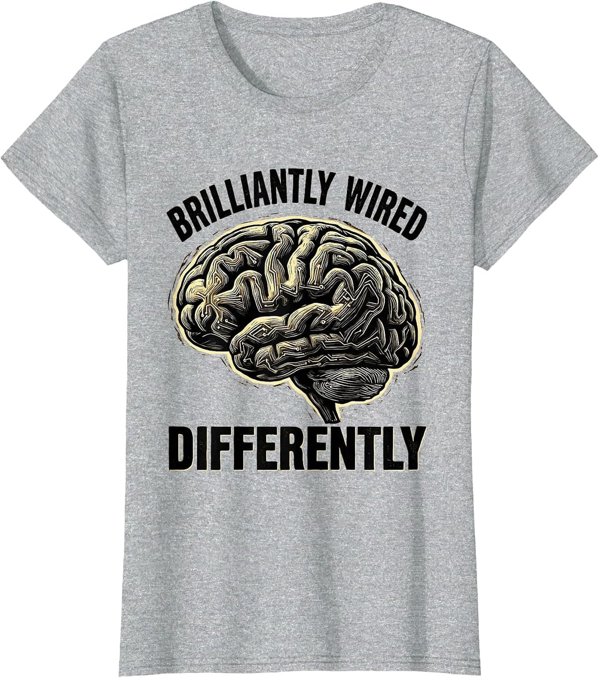Brilliantly Wired Differently Dyslexia Design T-Shirt - Heather Grey