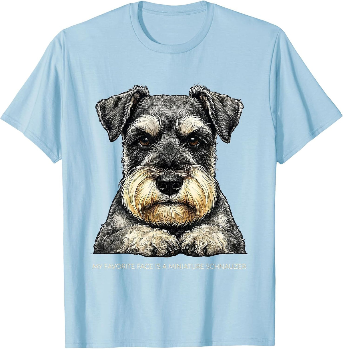 Men's My Favorite Face Is A Miniature Schnauzer Dog Lover T-Shirt - Baby Blue