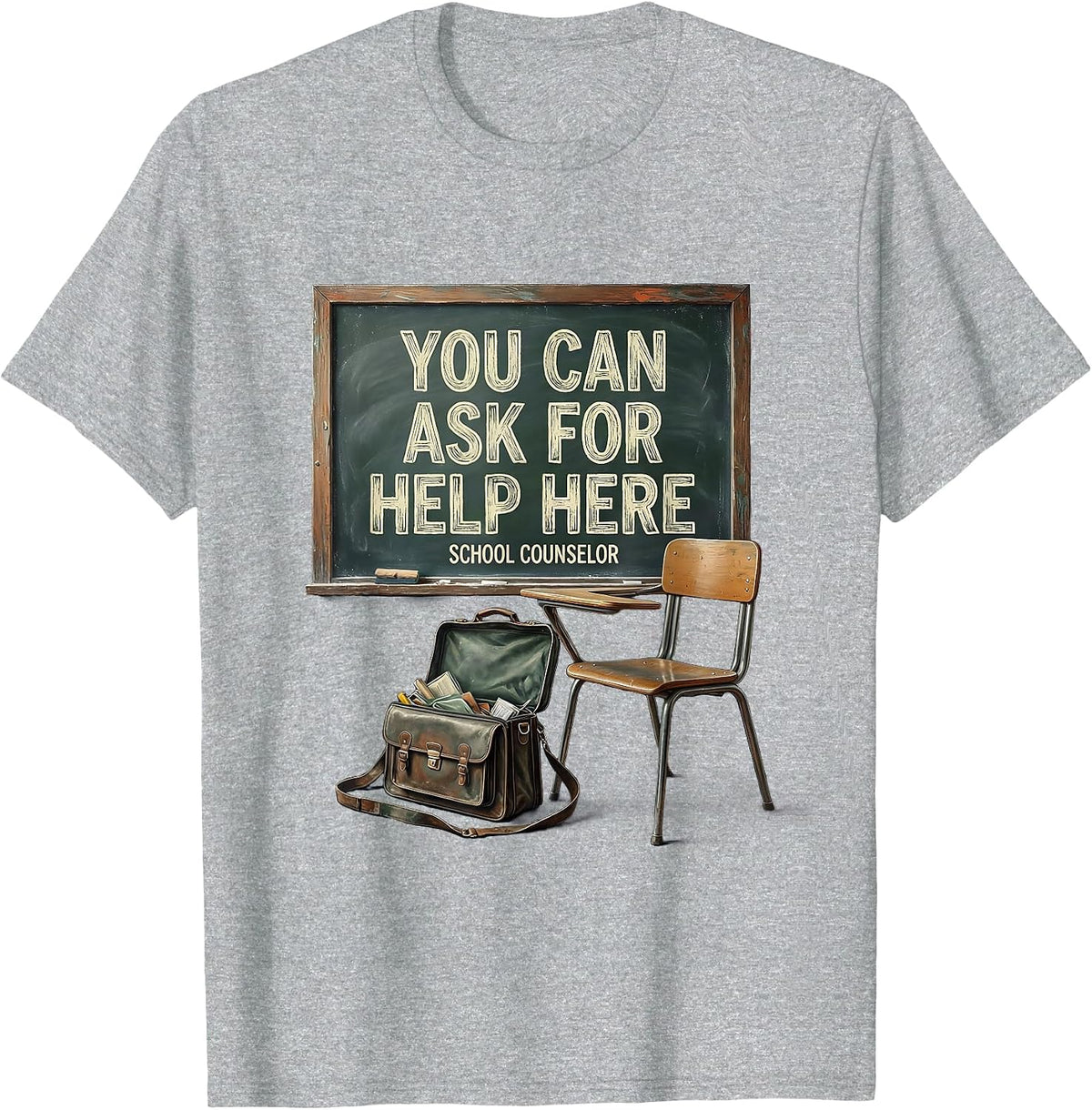 Men's You Can Ask For Help Here — School Counselor Vintage T-Shirt - Heather Grey