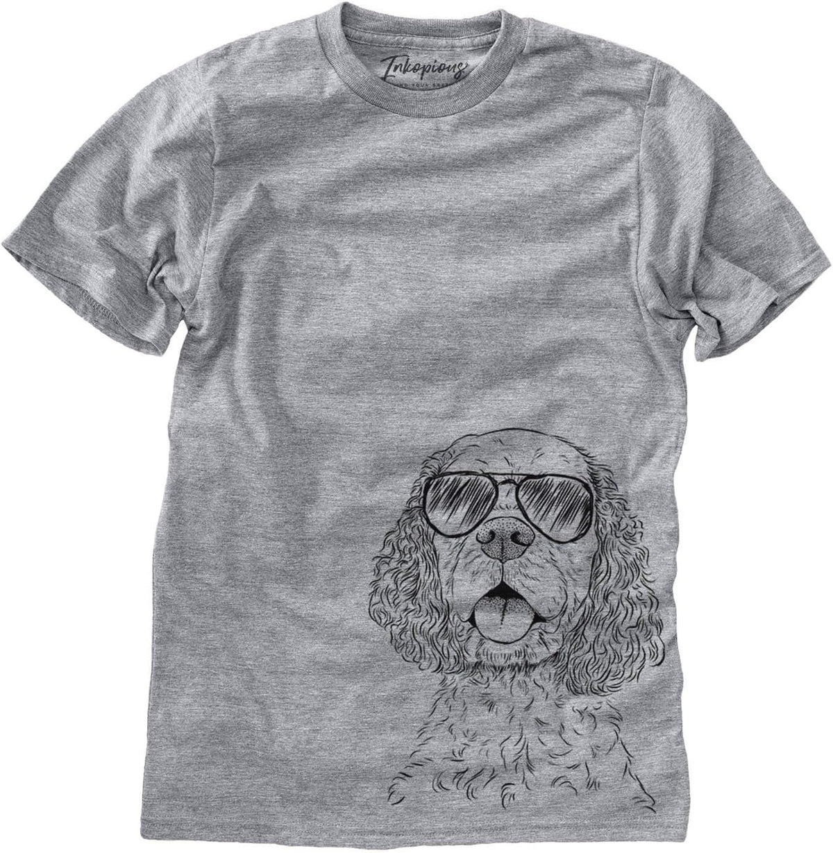 Aviator Baxter the American Cocker Spaniel Dog Triblend T-Shirt - Unisex Grey Crew Neck