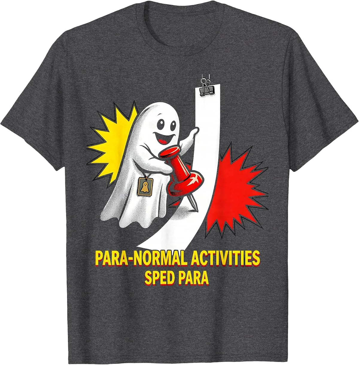 Men's Para-Normal Activities SPED Para Funny Ghost Halloween T-Shirt - Dark Heather Grey