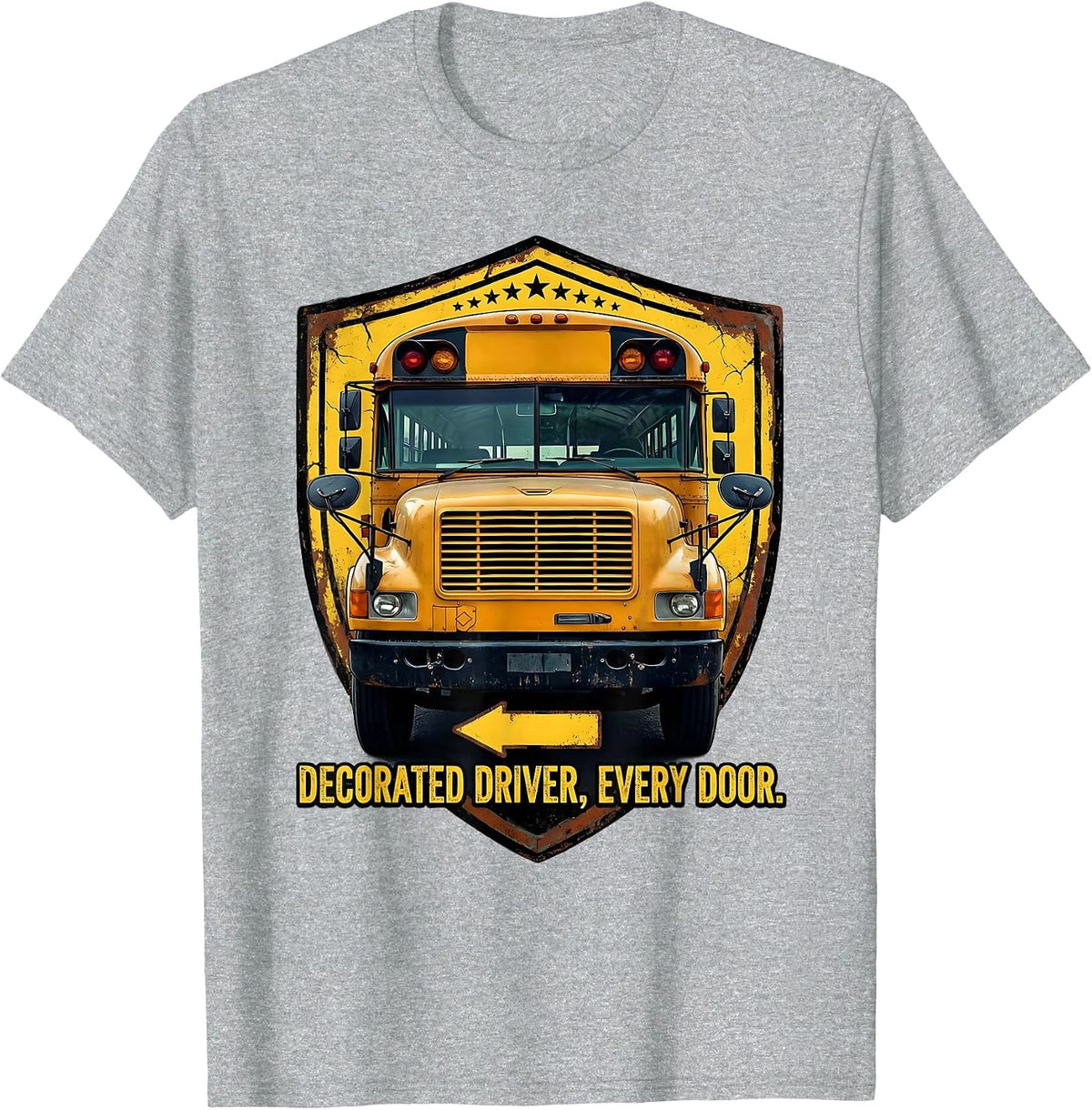 Men's Decorated Driver Every Door Distressed School Bus Driver T-Shirt - Heather Grey