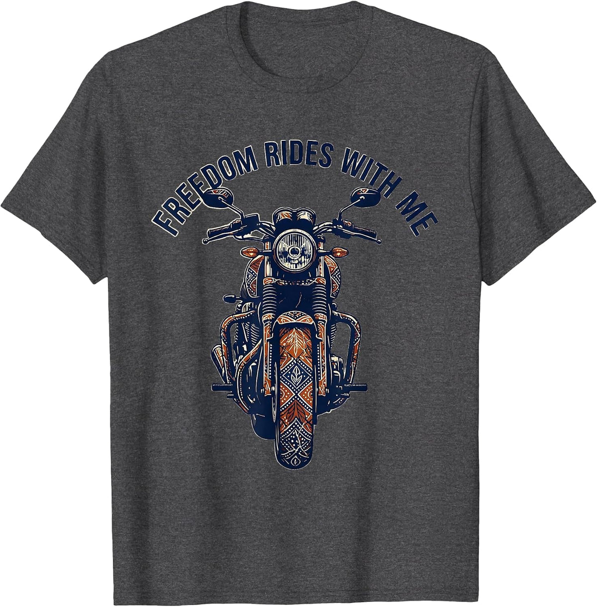 Freedom Rides With Me Bold Graphic Design T-Shirt - Dark Heather Grey