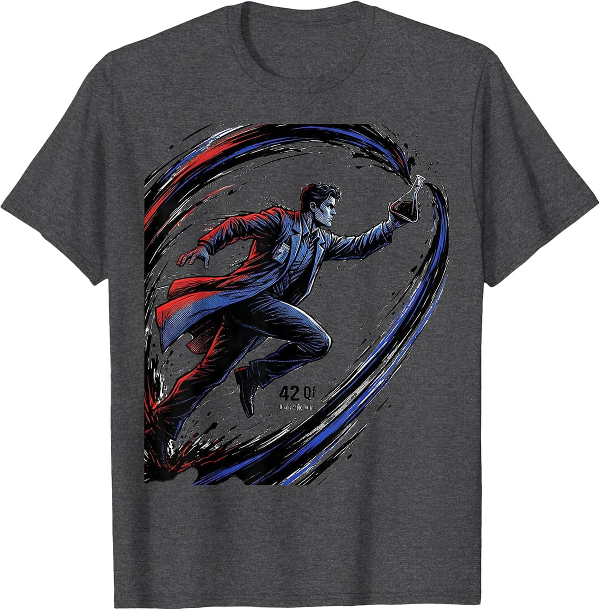42 Qf Quickfixium Comic Book Chemistry Nerd Gift T-Shirt - Dark Heather Grey