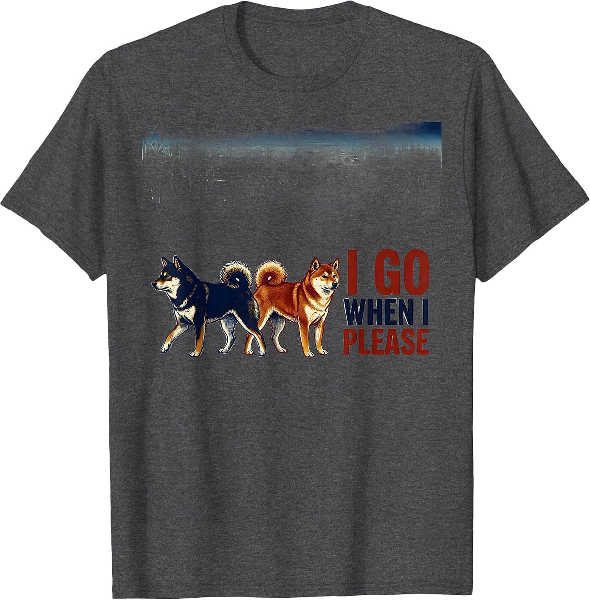 I Go When I Please Ukiyo-e Shiba Inu Dog Lover Gift T-Shirt - Dark Heather Grey